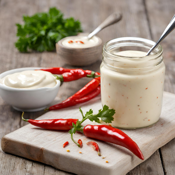 Klassische Mayonnaise und feurige Chilli-Mayo mit  Brat- & Backöl von Bioplanete - vegetarisch