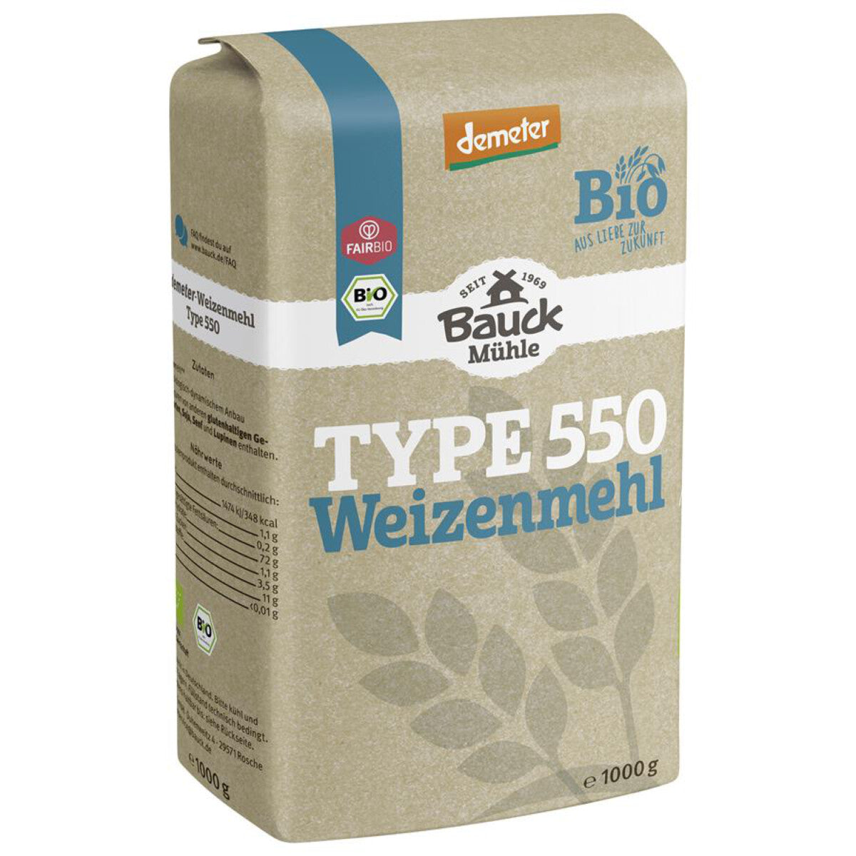 BAUCK MÜHLE Weizenmehl Type 550 Demeter - 1 kg