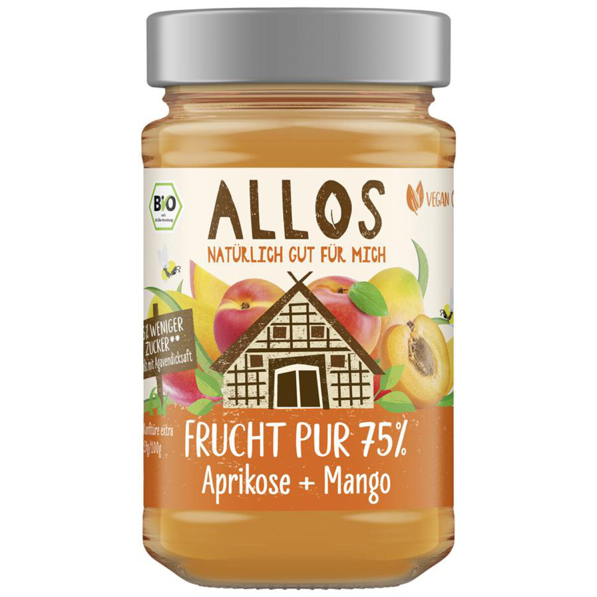 ALLOS Fruchtaufstrich 75 % Marille-Mango - 250 g 