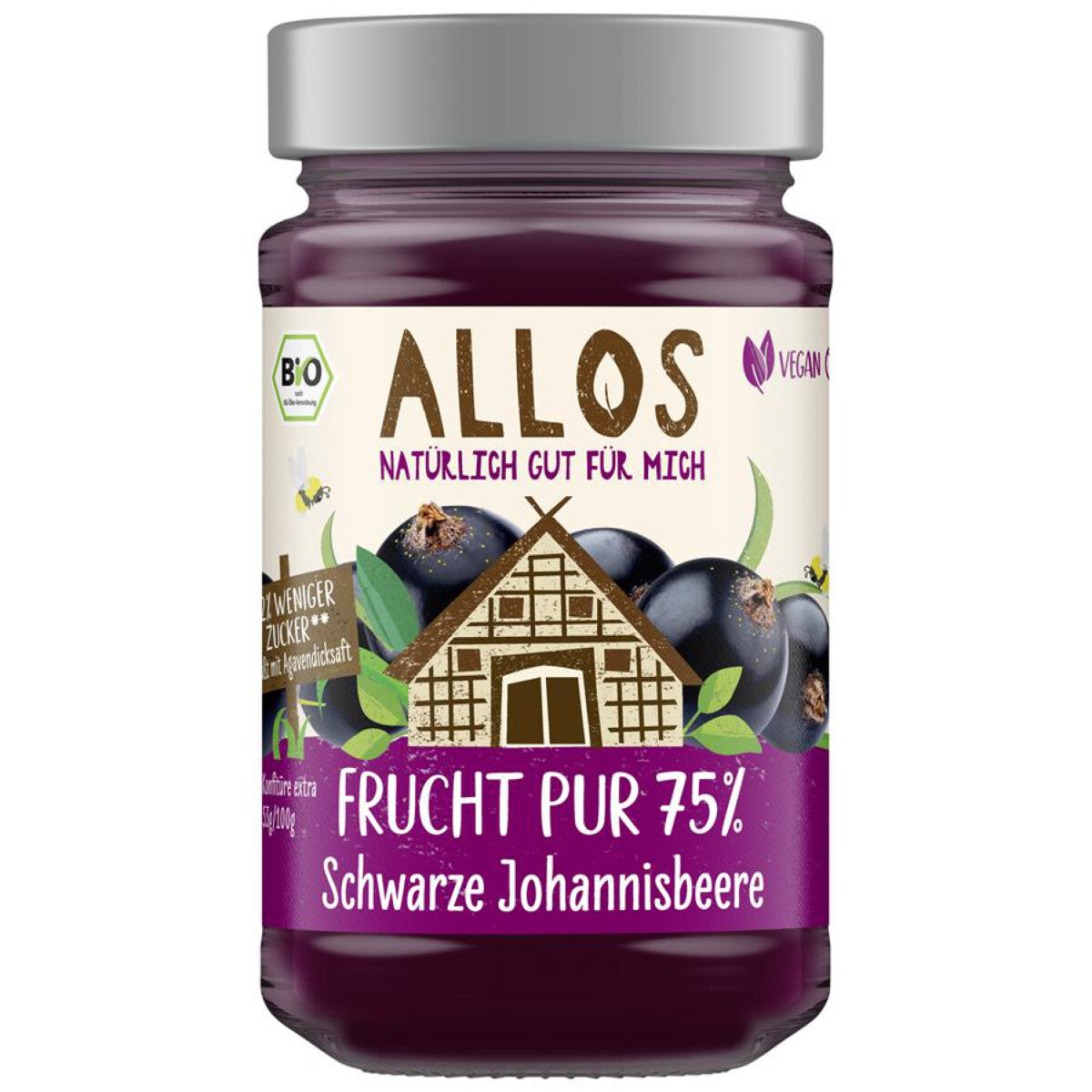 ALLOS Fruchtaufstrich 75% schwarze Johannisbeere - 250 g