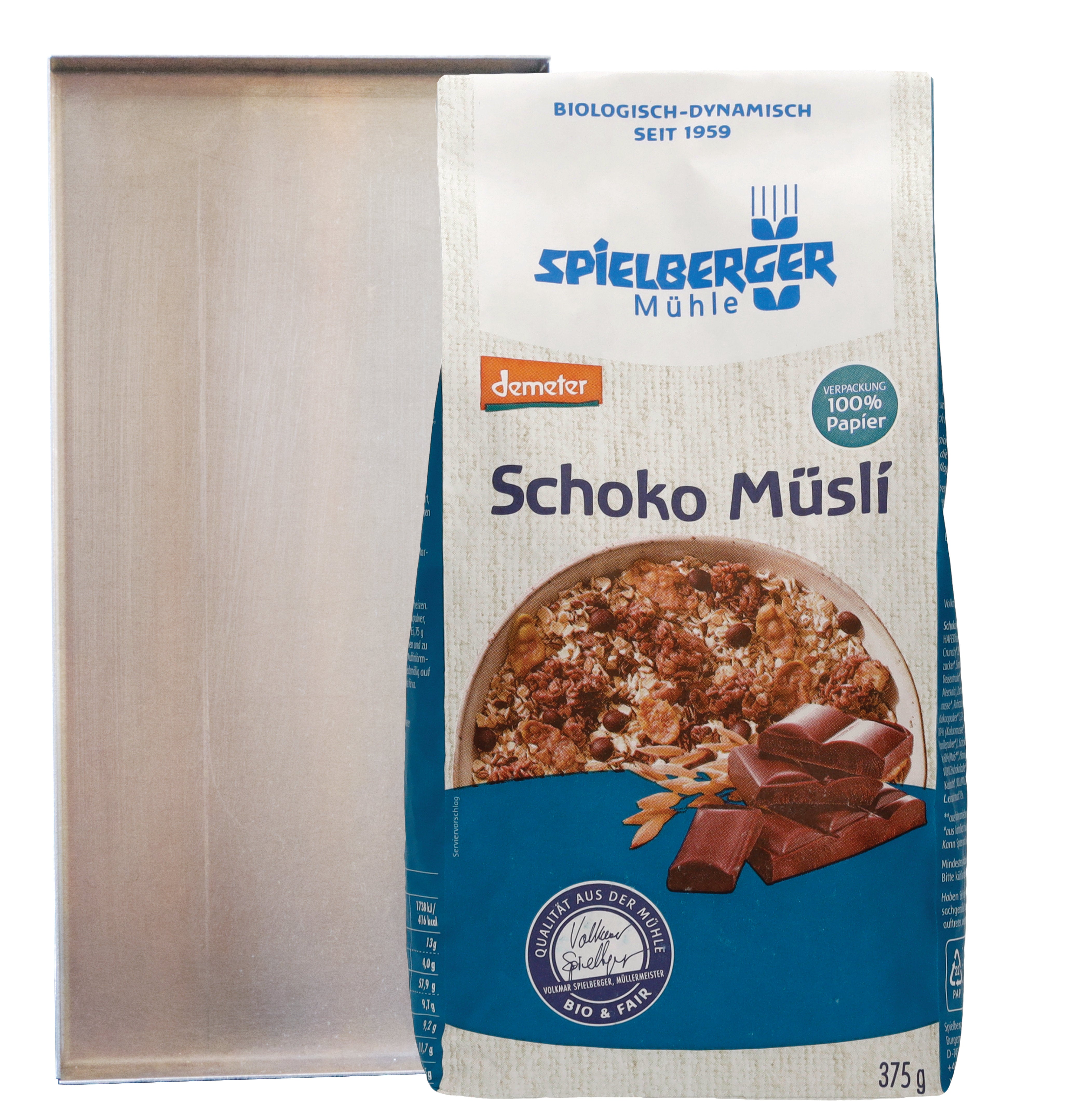 SPIELBERGER MÜHLE Schoko Müsli + Müsli Blech & Rezept - 375 g 