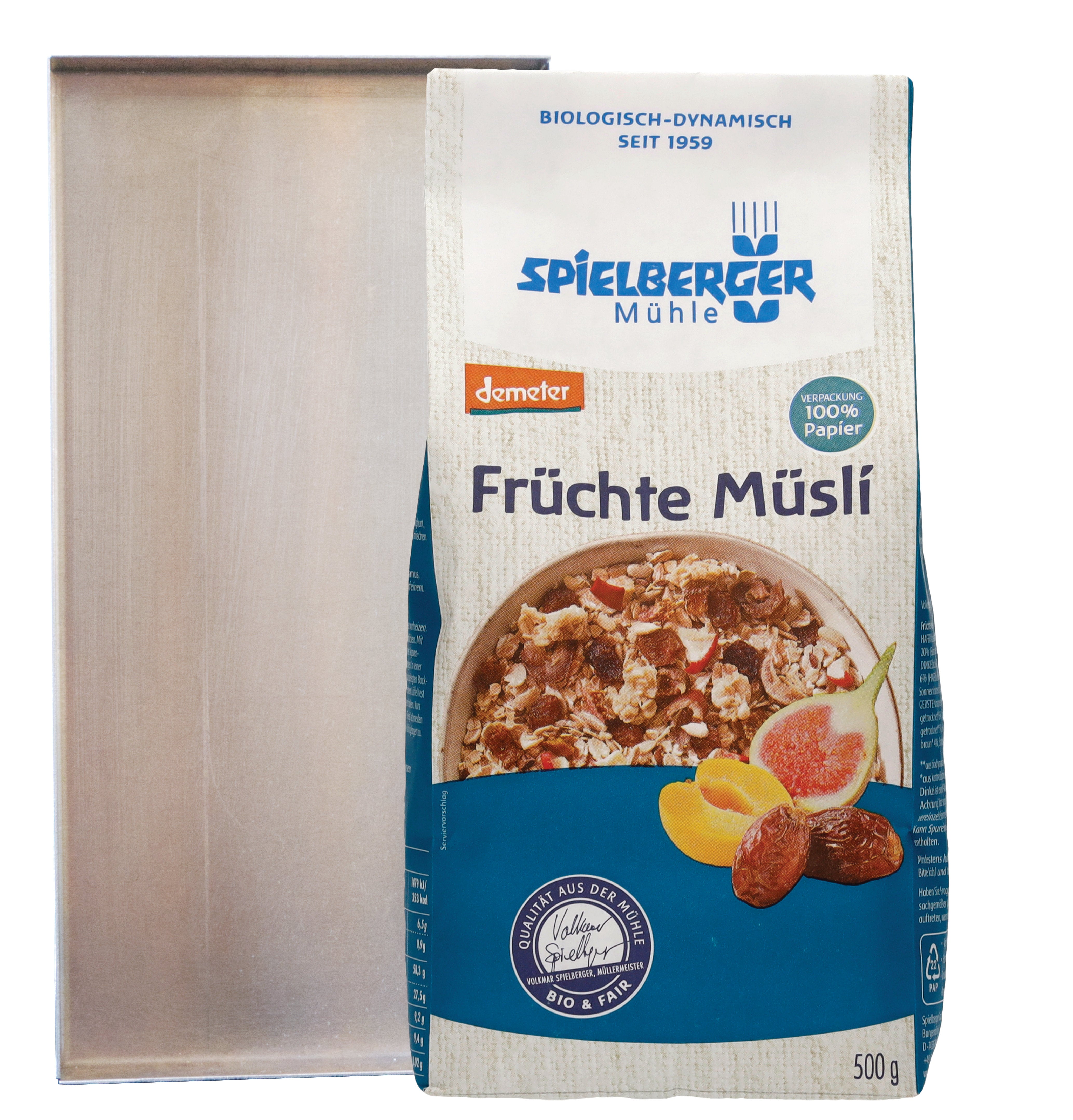 SPIELBERGER MÜHLE Früchte Müsli + Müsliblech & Rezept - 500 g