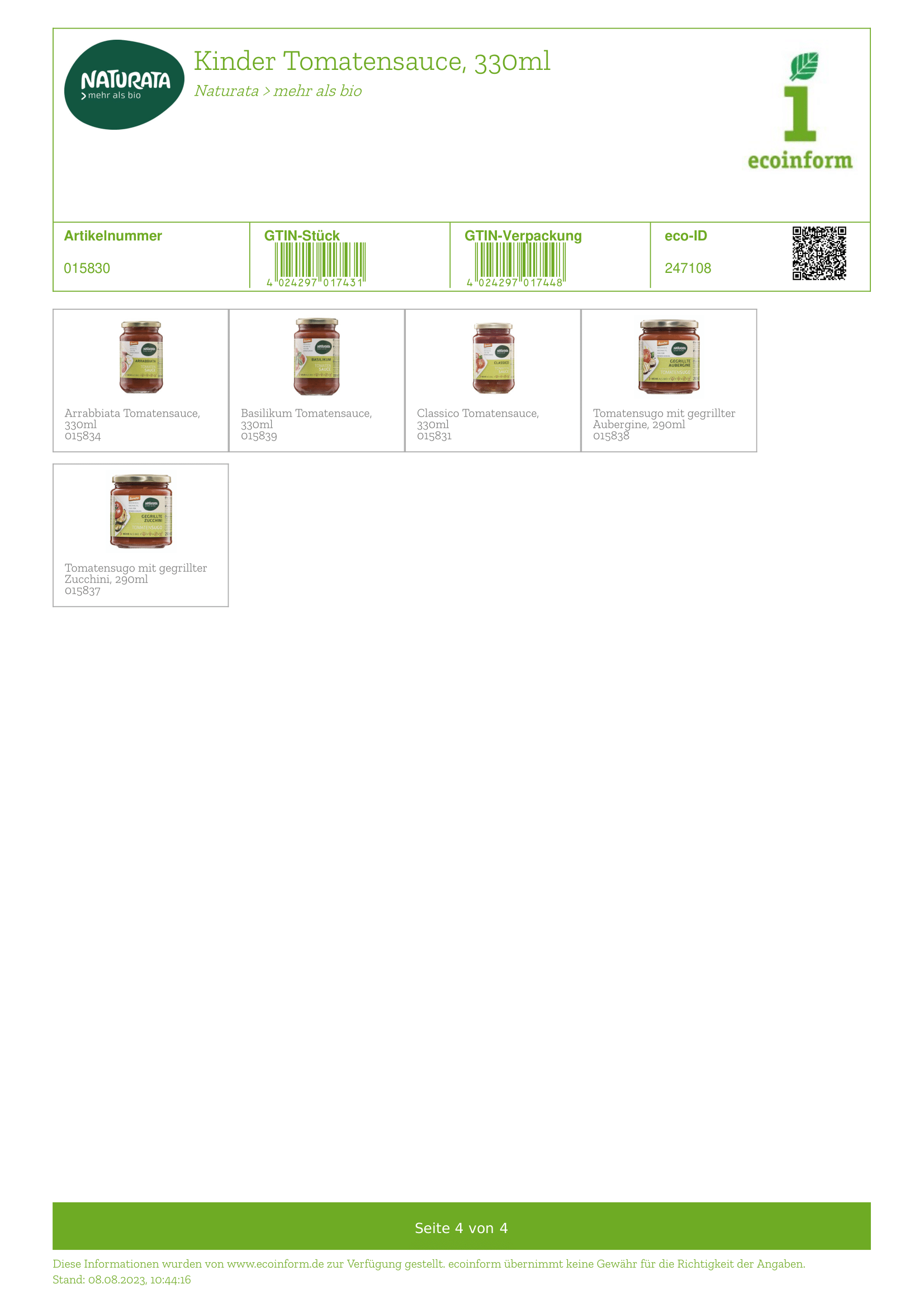 Kinder Tomatensauce mild