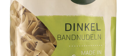 Nudel Packung mit Dinkel Bandnudeln, 500g Marke Naturata