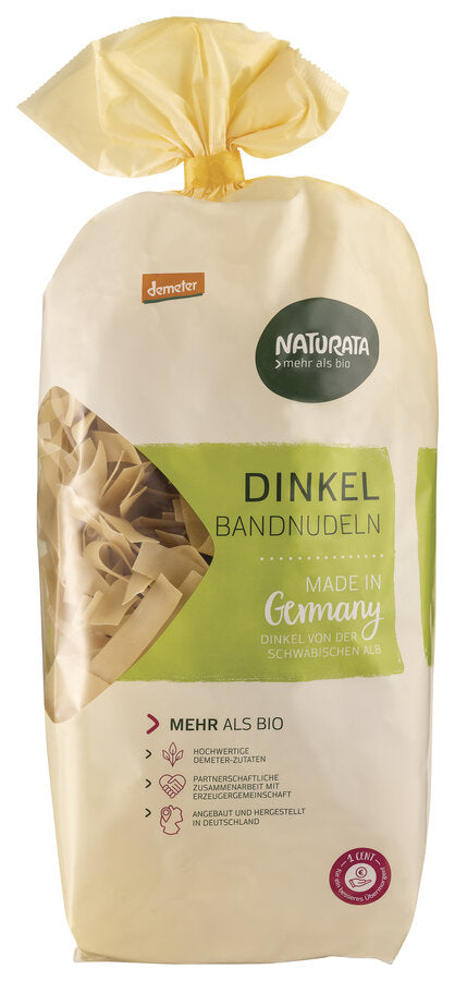 Nudel Packung mit Dinkel Bandnudeln, 500g Marke Naturata
