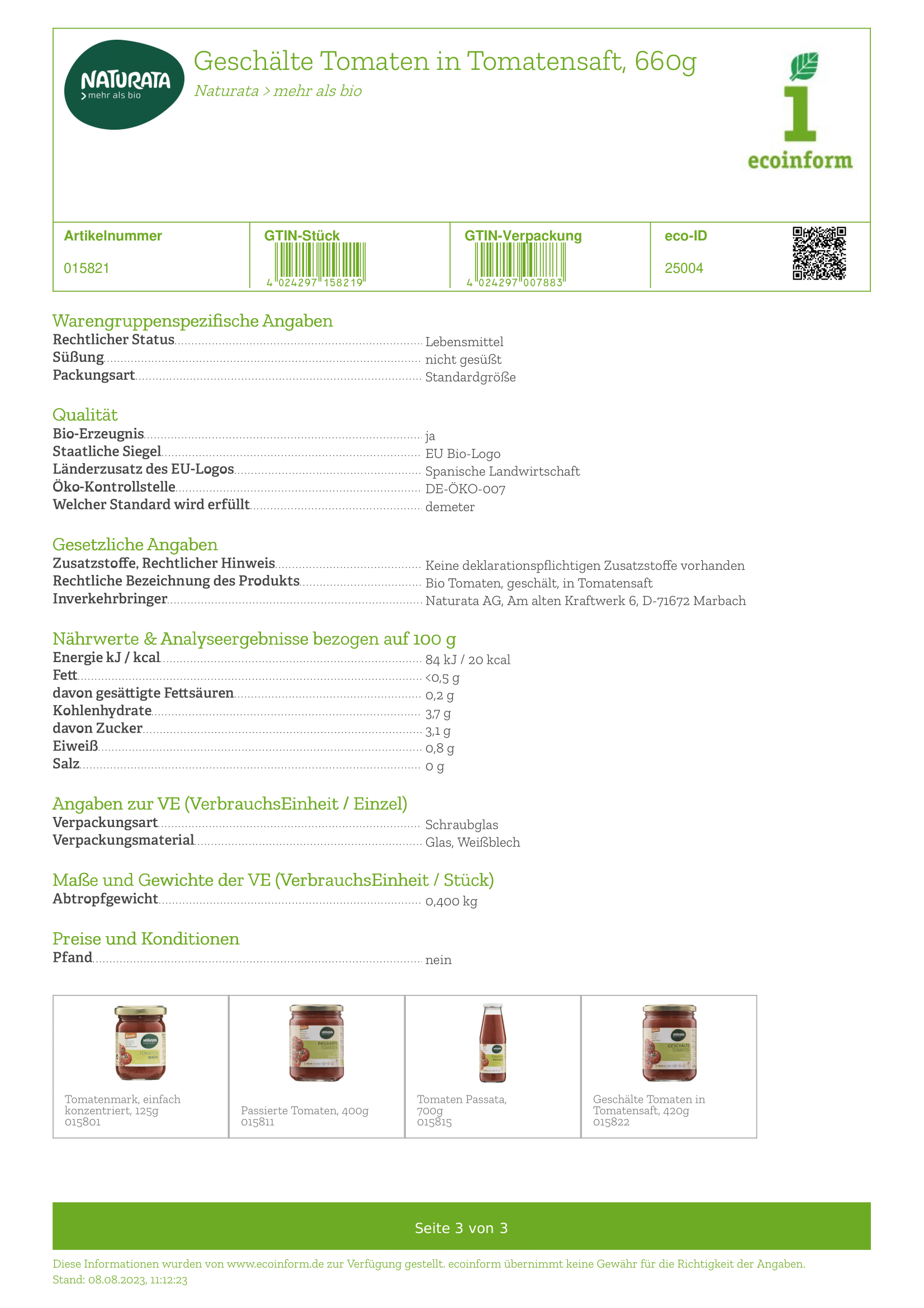 Tomaten geschält in Tomatensauce
