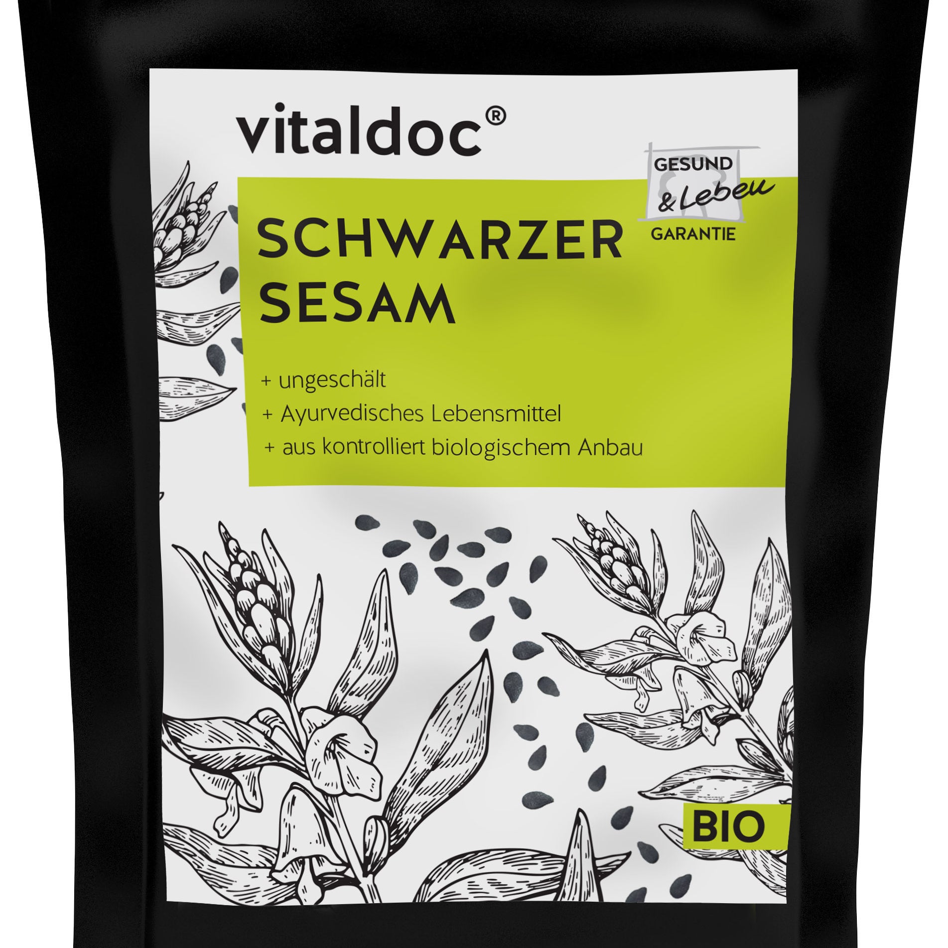 DOC NATURES Schwarzer Sesam ganz ungeschält  –  400 g