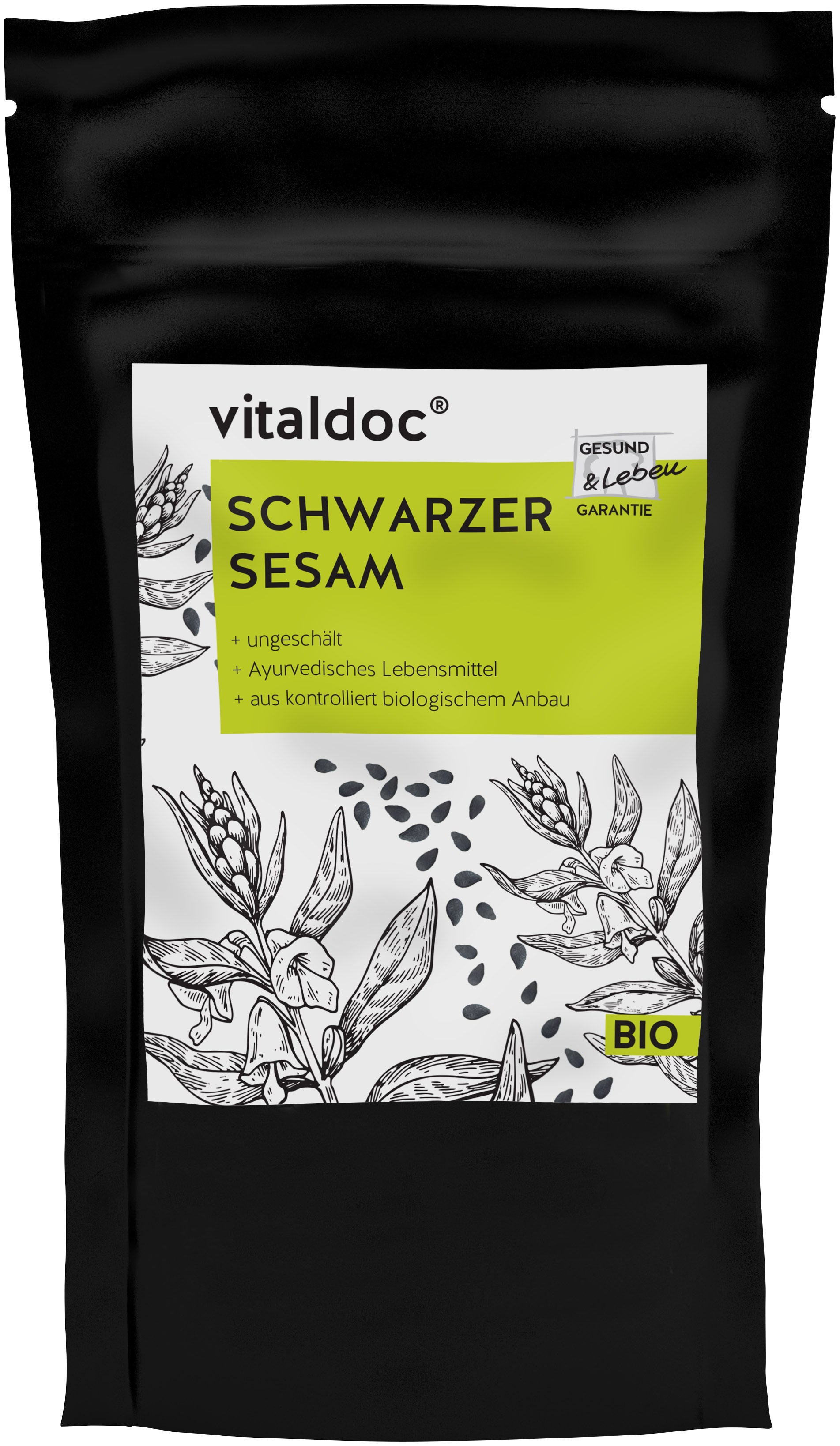 DOC NATURES Schwarzer Sesam ganz ungeschält  –  400 g