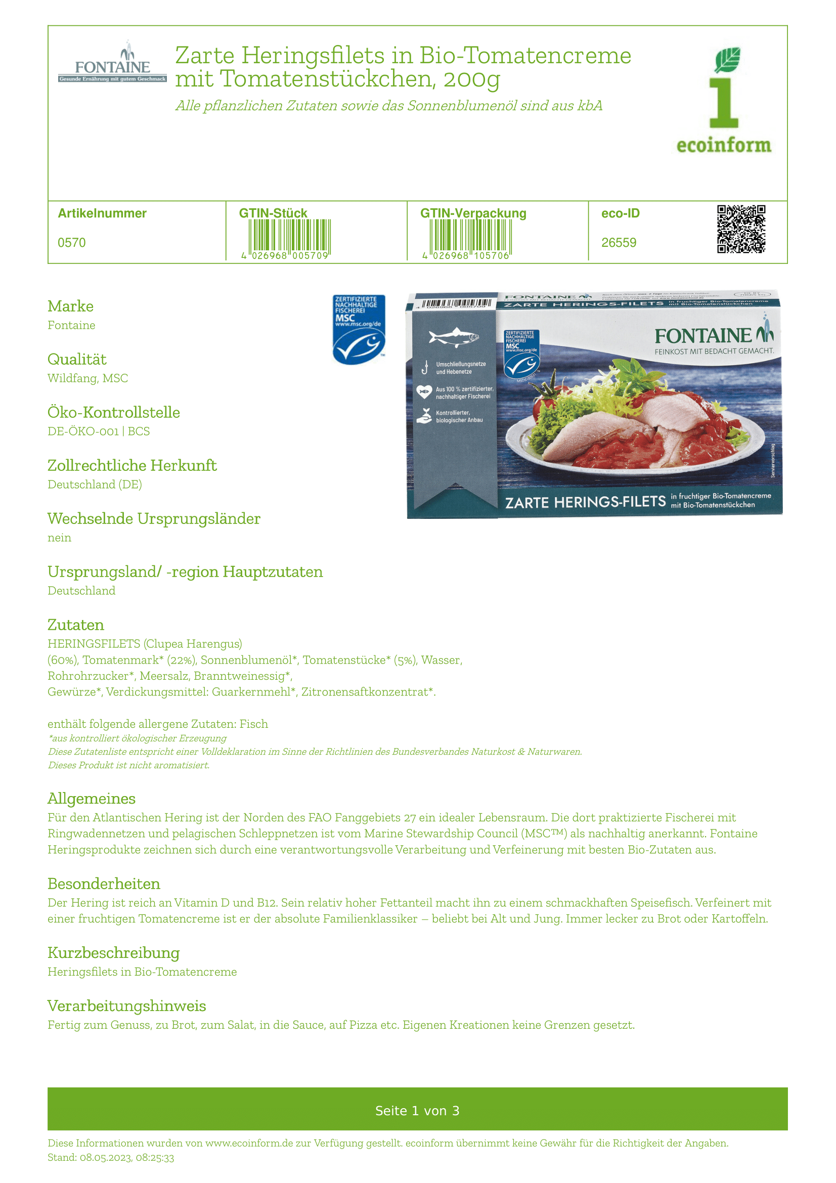 Heringsfilet in Tomatencreme