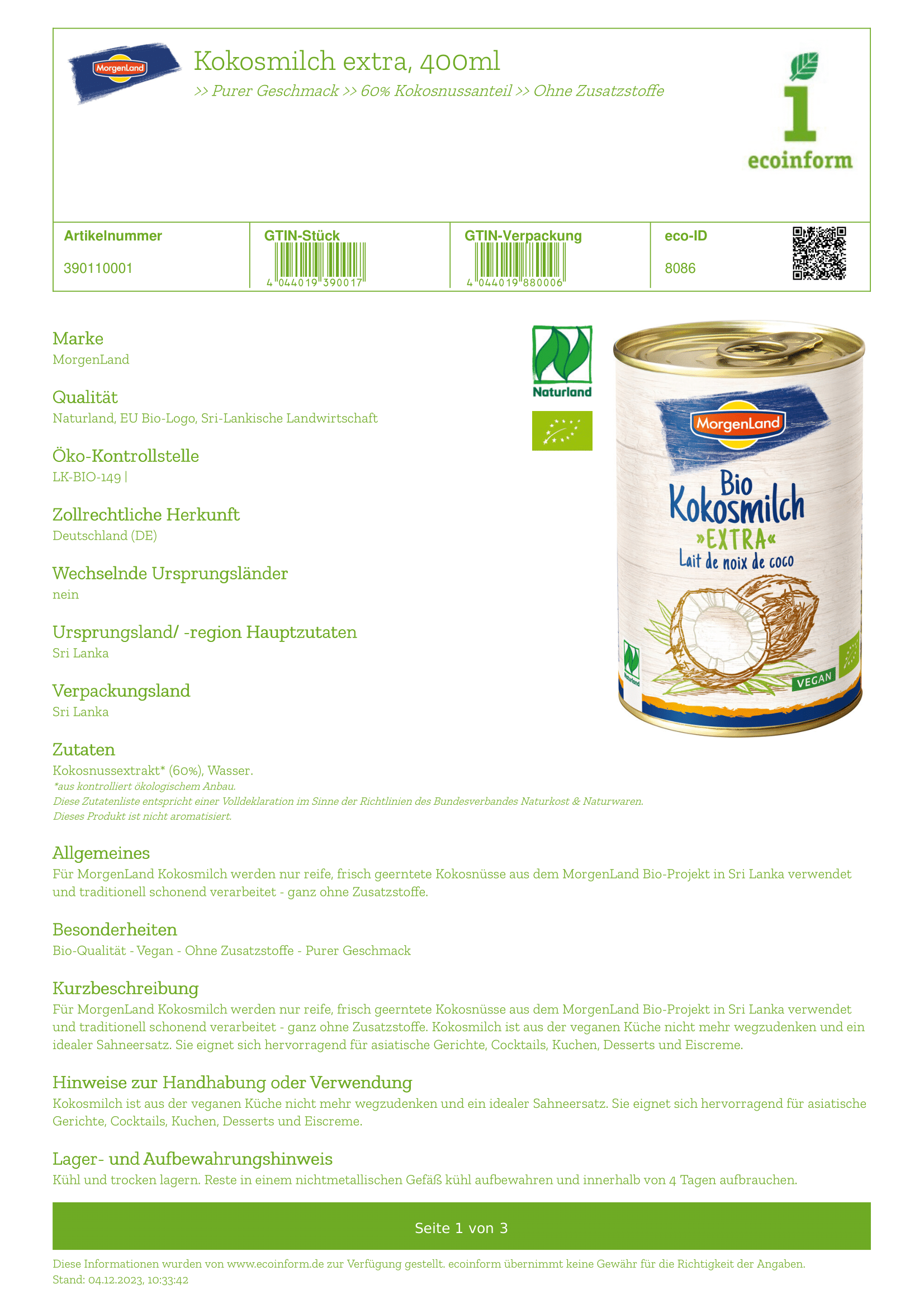 Kokosmilch extra