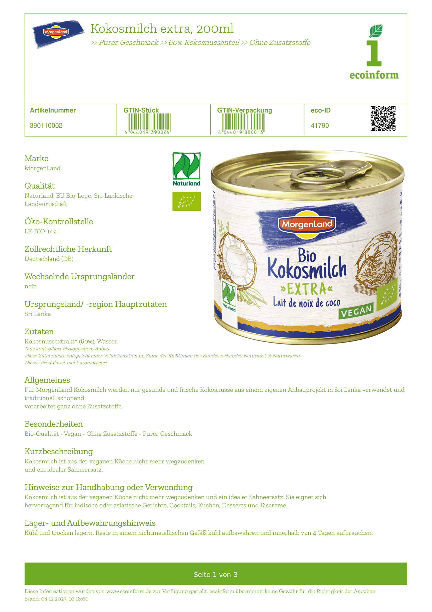 Kokosmilch extra