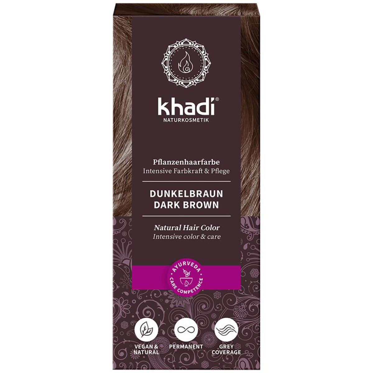 KHADI Pflanzenhaarfarbe Dunkelbraun - 100 g