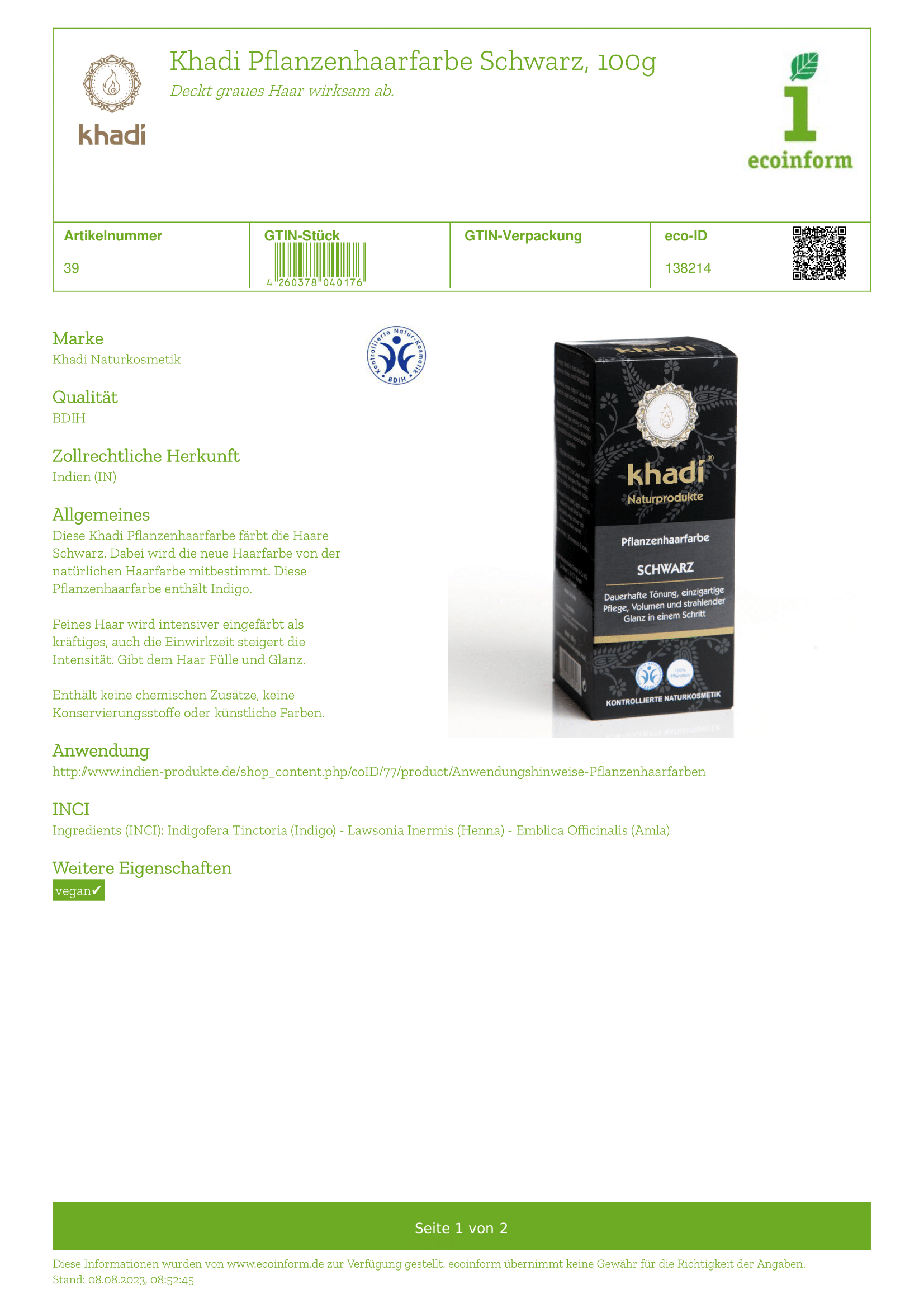 Pflanzenhaarfarbe schwarz