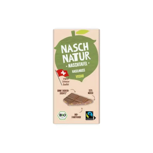 NASCH NATUR Naschtafel Dattelschokolade Haselnuss vegan - 80 g 
