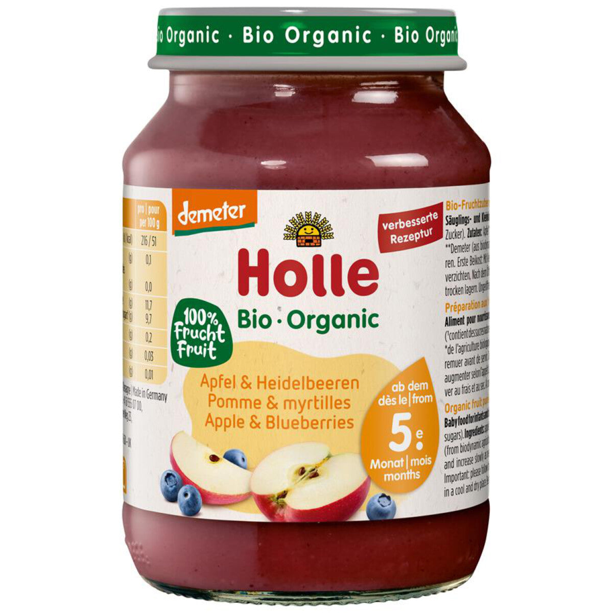 HOLLE Apfel mit Heidelbeere - 190 g