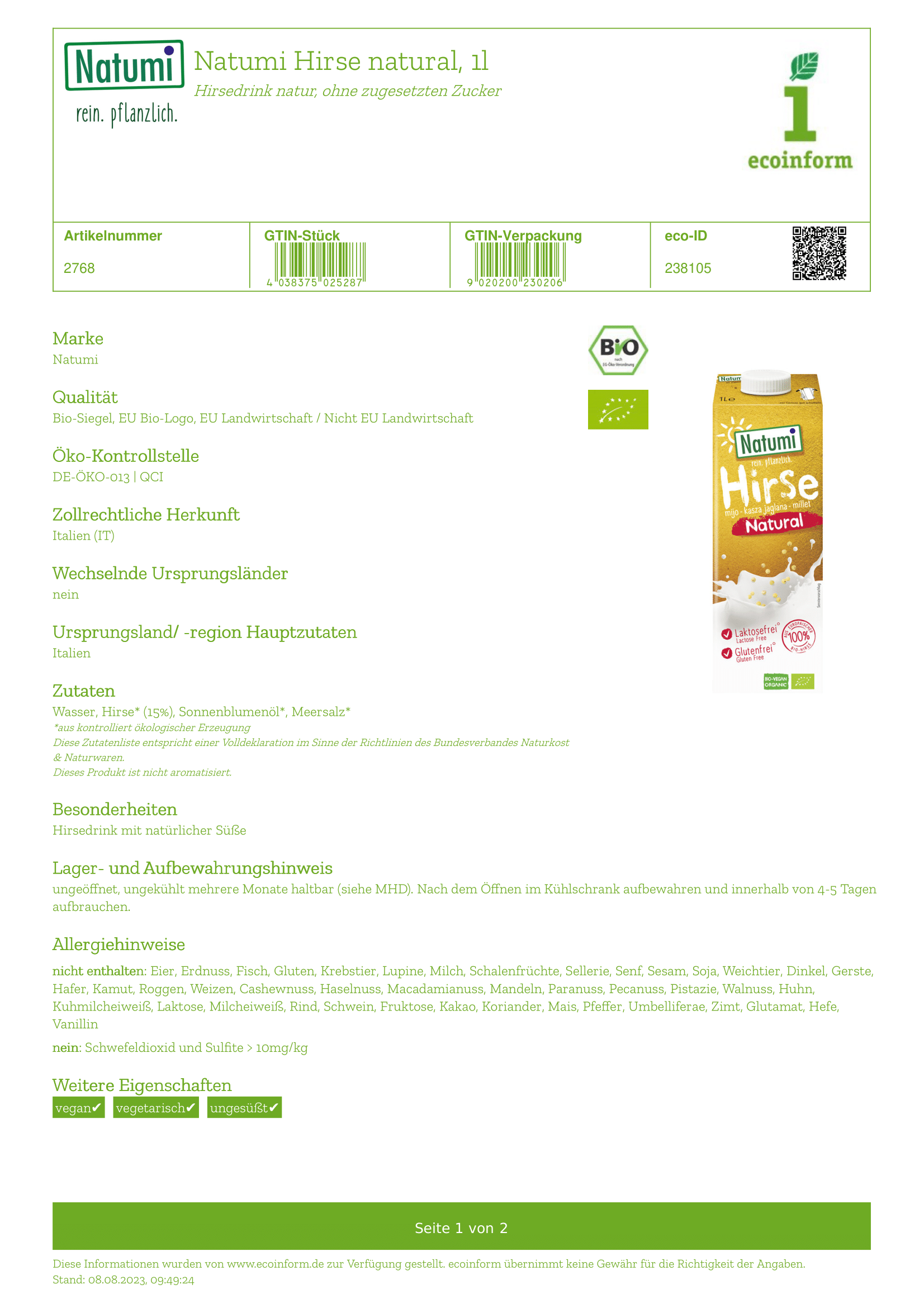 Hirsedrink Natural