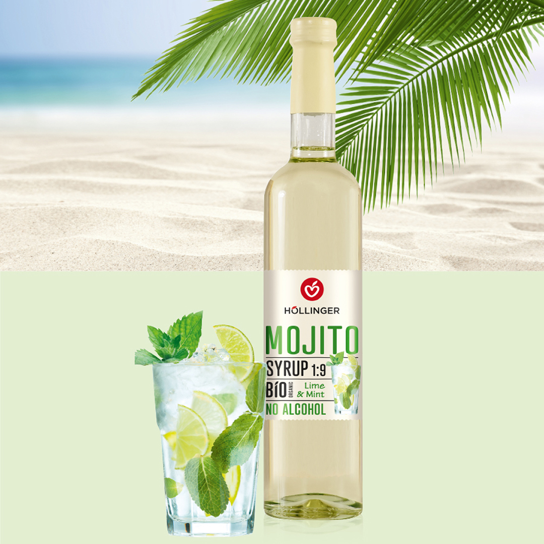 HÖLLINGER-Alkoholfreier Mojito Sirup, Limette und Minze, 500 ml