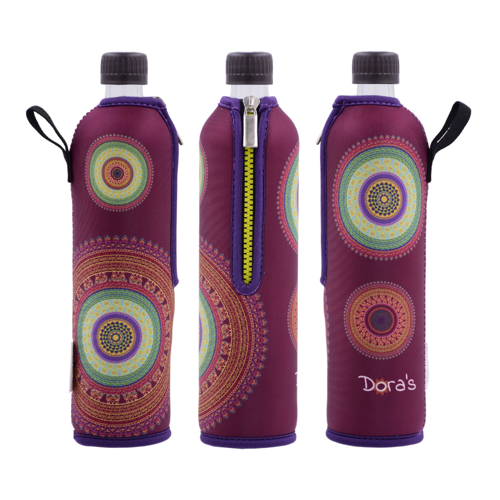 DORA'S Glasflasche mit Neopren Mandala - 500 ml