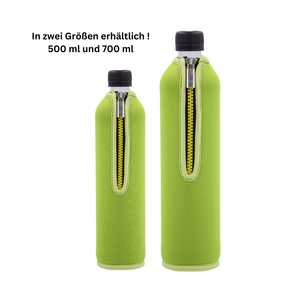 DORA'S Trinkflasche aus Glas mit Neoprenbezug - 500 ml & 700ml