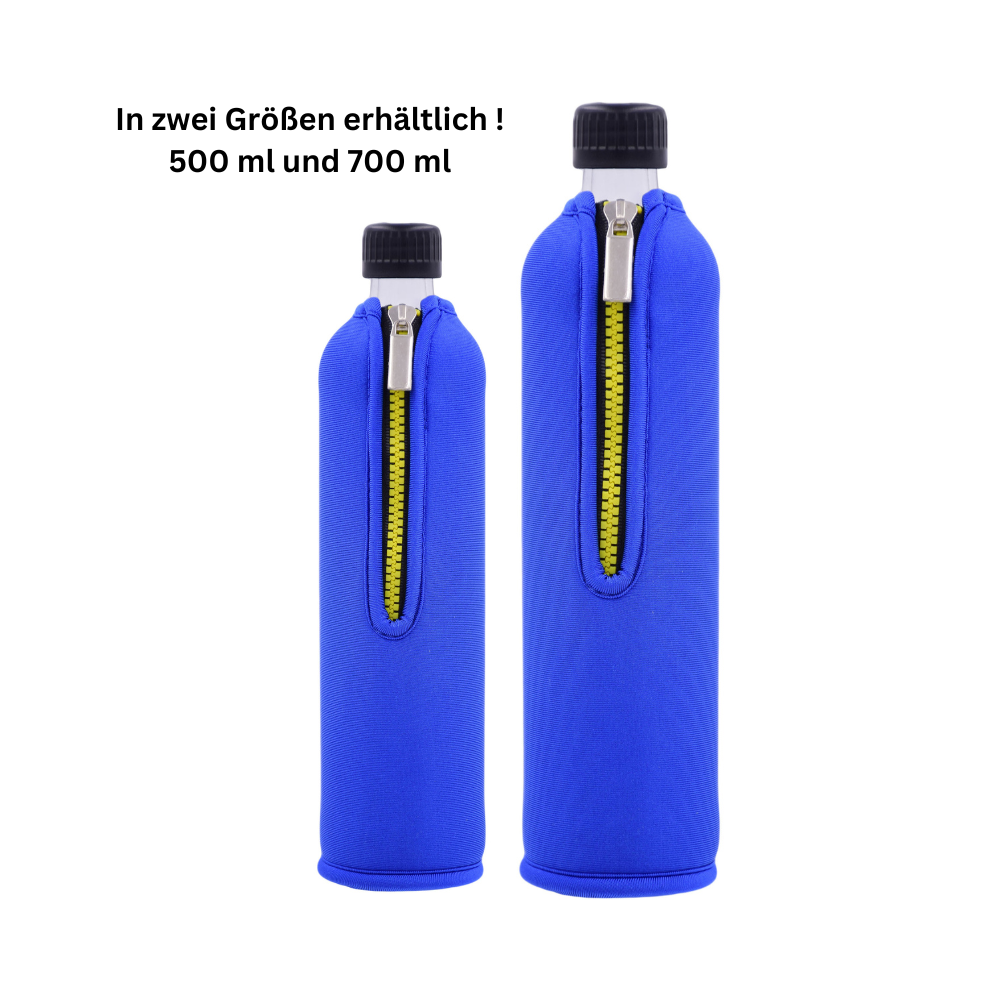 DORA'S Trinkflasche aus Glas mit Neoprenbezug - 500 ml & 700 ml 