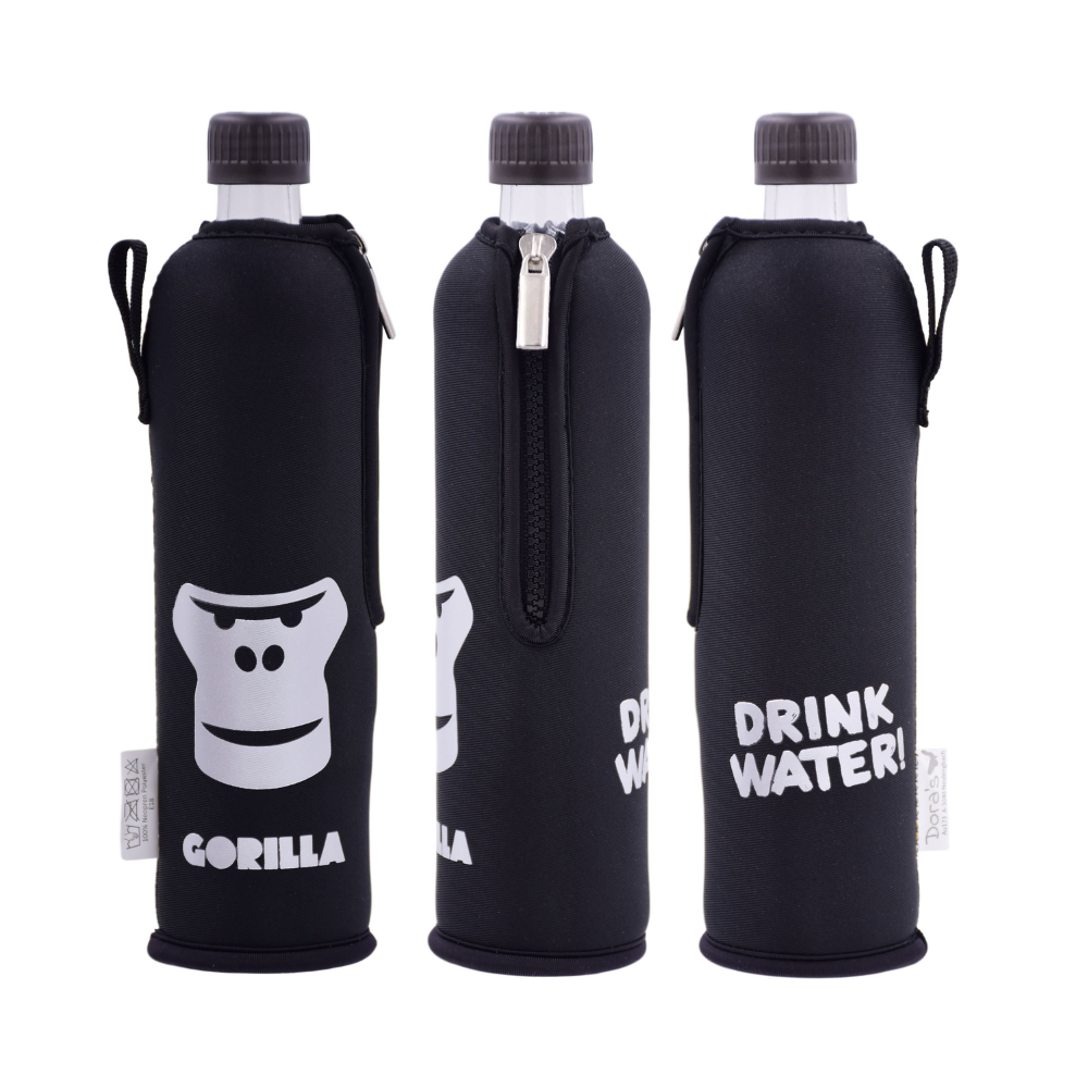 DORA'S Glasflasche aus Neopren Gorilla  - 500 ml
