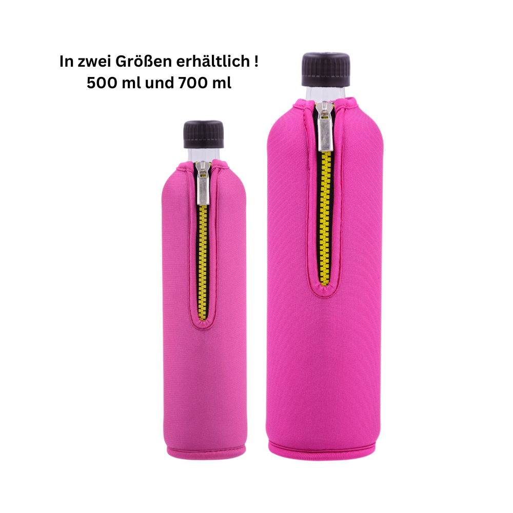 DORA'S Trinkflasche aus Glas mit Neoprenbezug - 500 ml & 700 ml 