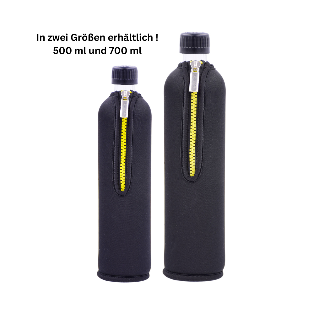DORA'S Trinkflasche aus Glas mit Neoprenbezug - 500 ml & 700 ml 