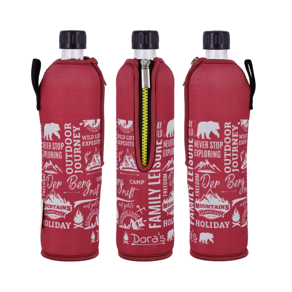 DORA'S Glasflasche aus Neopren Berg - 500 ml