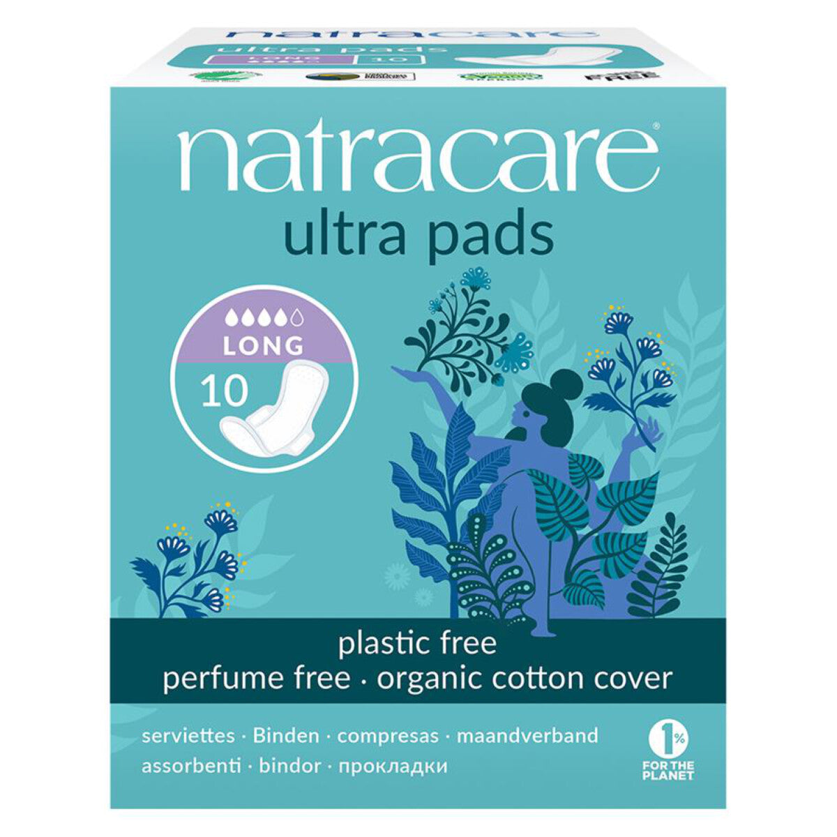 NATRACARE Damenbinden Ultra Lang + Flügel - 10 Stk.