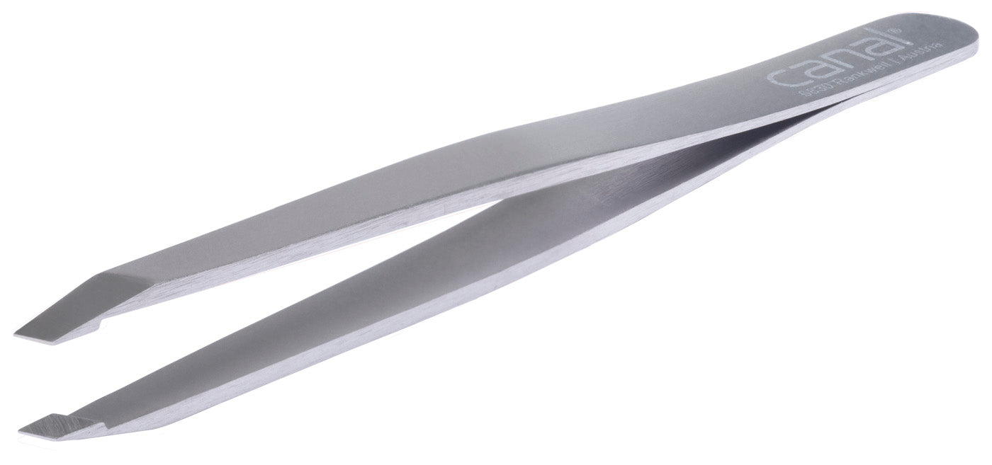 CANAL Haarpinzette schräg rostfrei – 90 mm