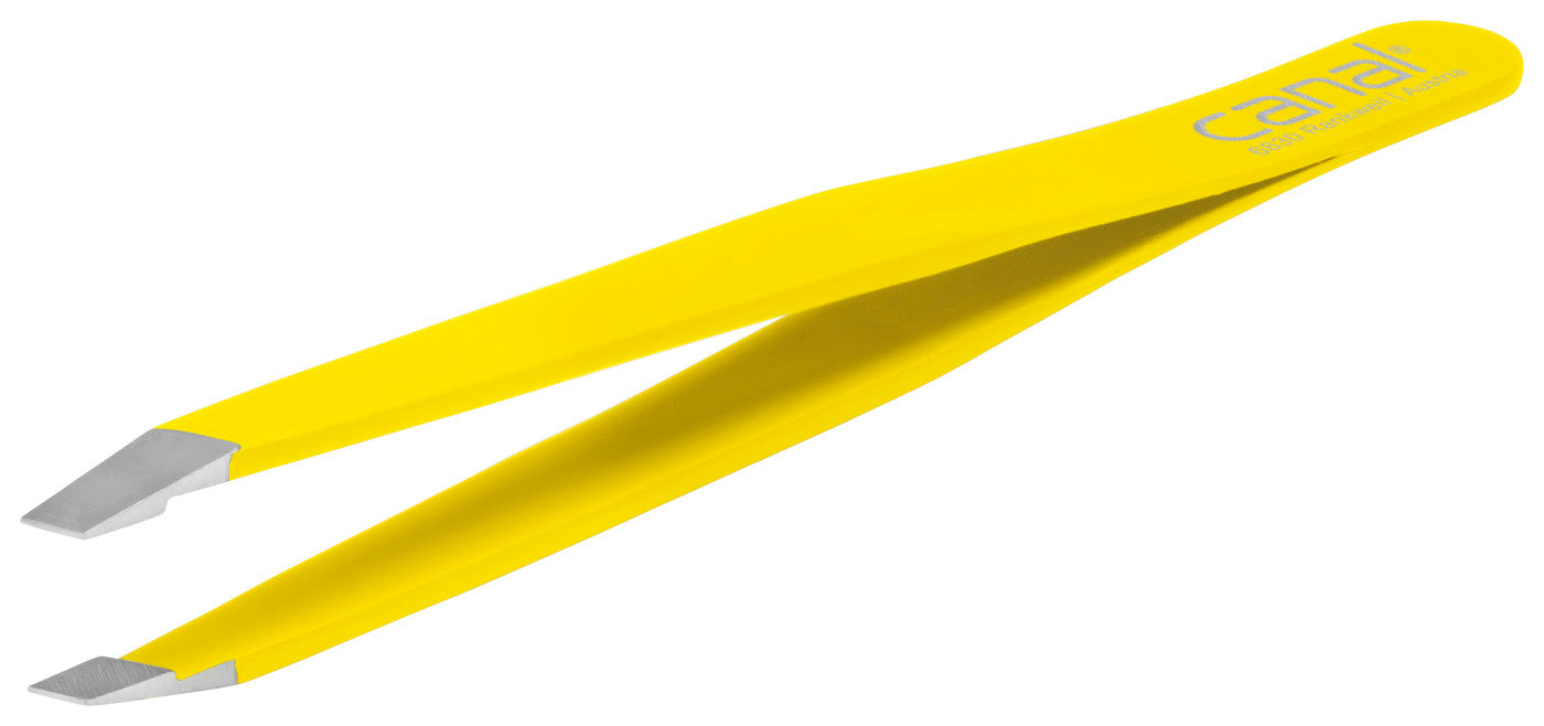 CANAL Haarpinzette schräg rostfrei gelb – 90 mm