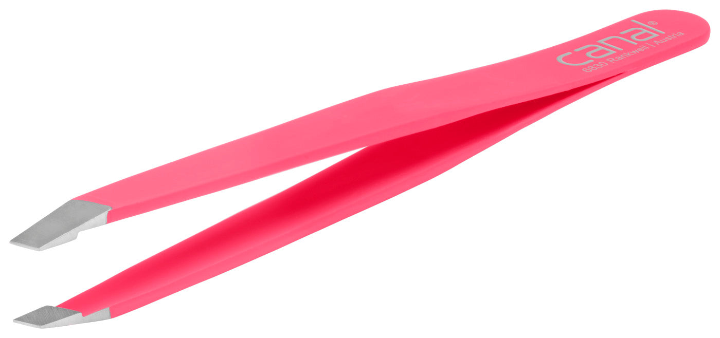 CANAL Haarpinzette schräg rostfrei pink – 90 mm