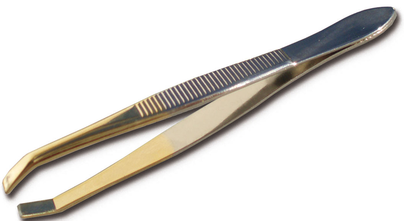 CANAL Haarpinzette gerade vergoldete Spitze  – 80 mm