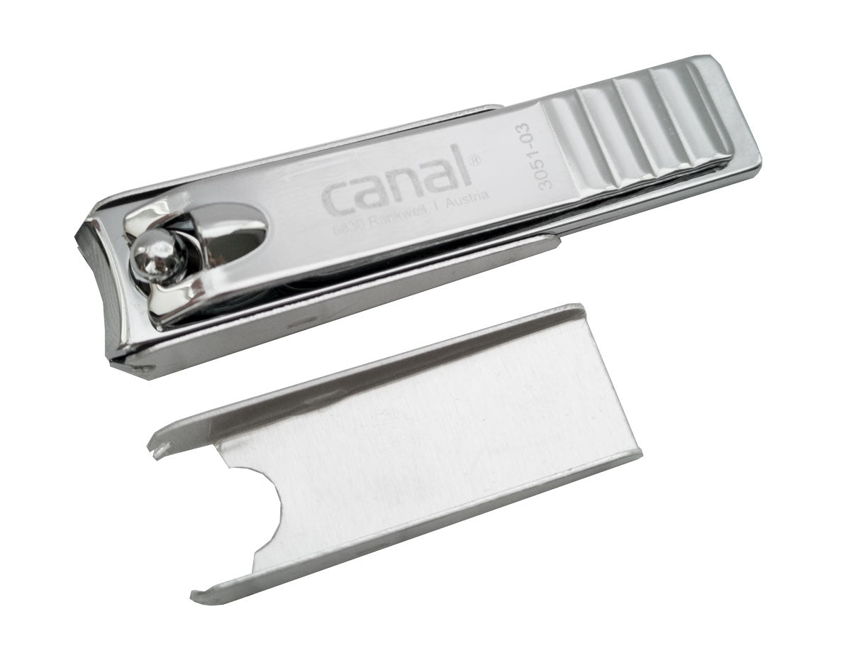 CANAL Nagelknipser vernickelt mit Auffangschale - 60 mm