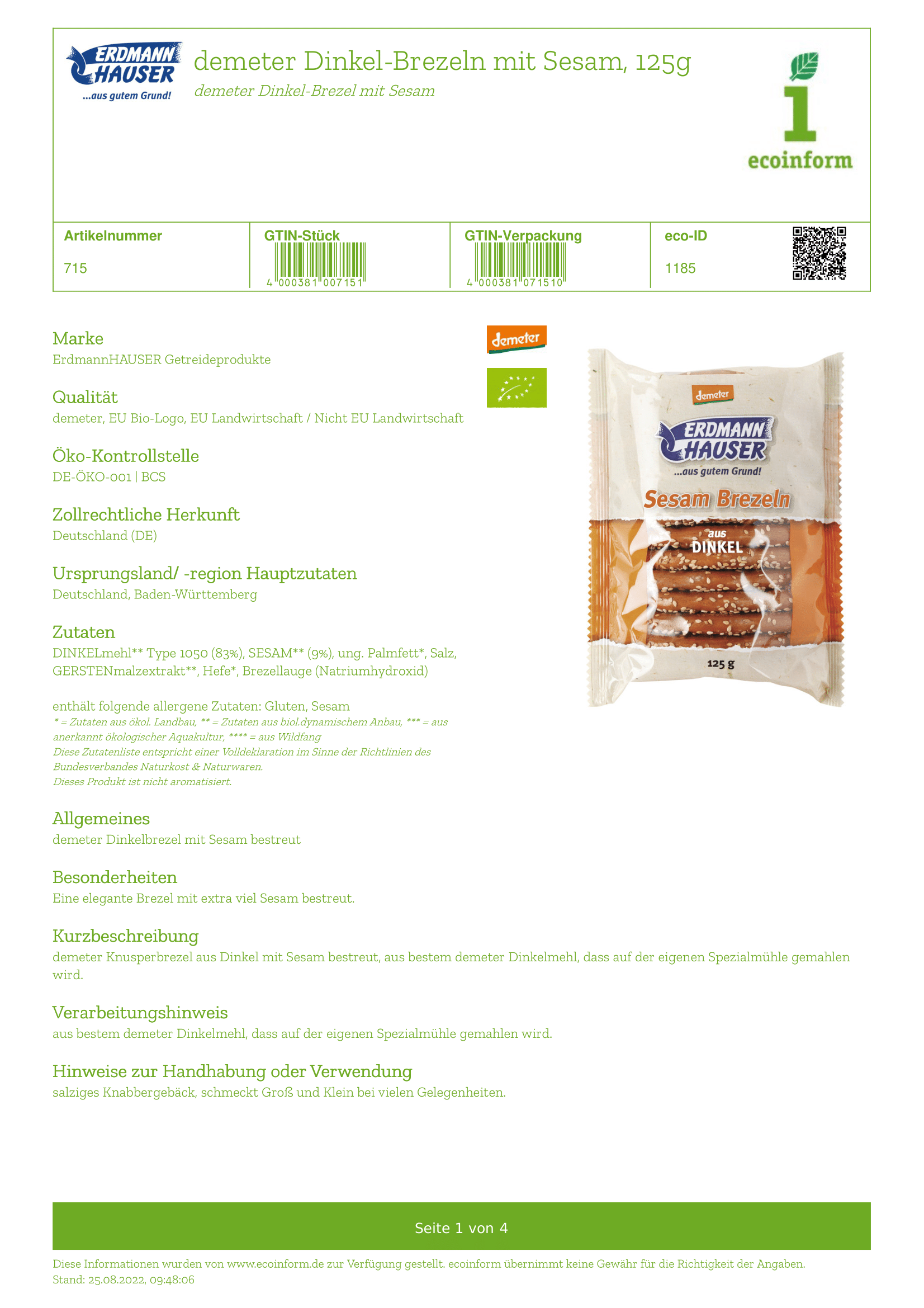 Dinkelbrezel mit Sesam