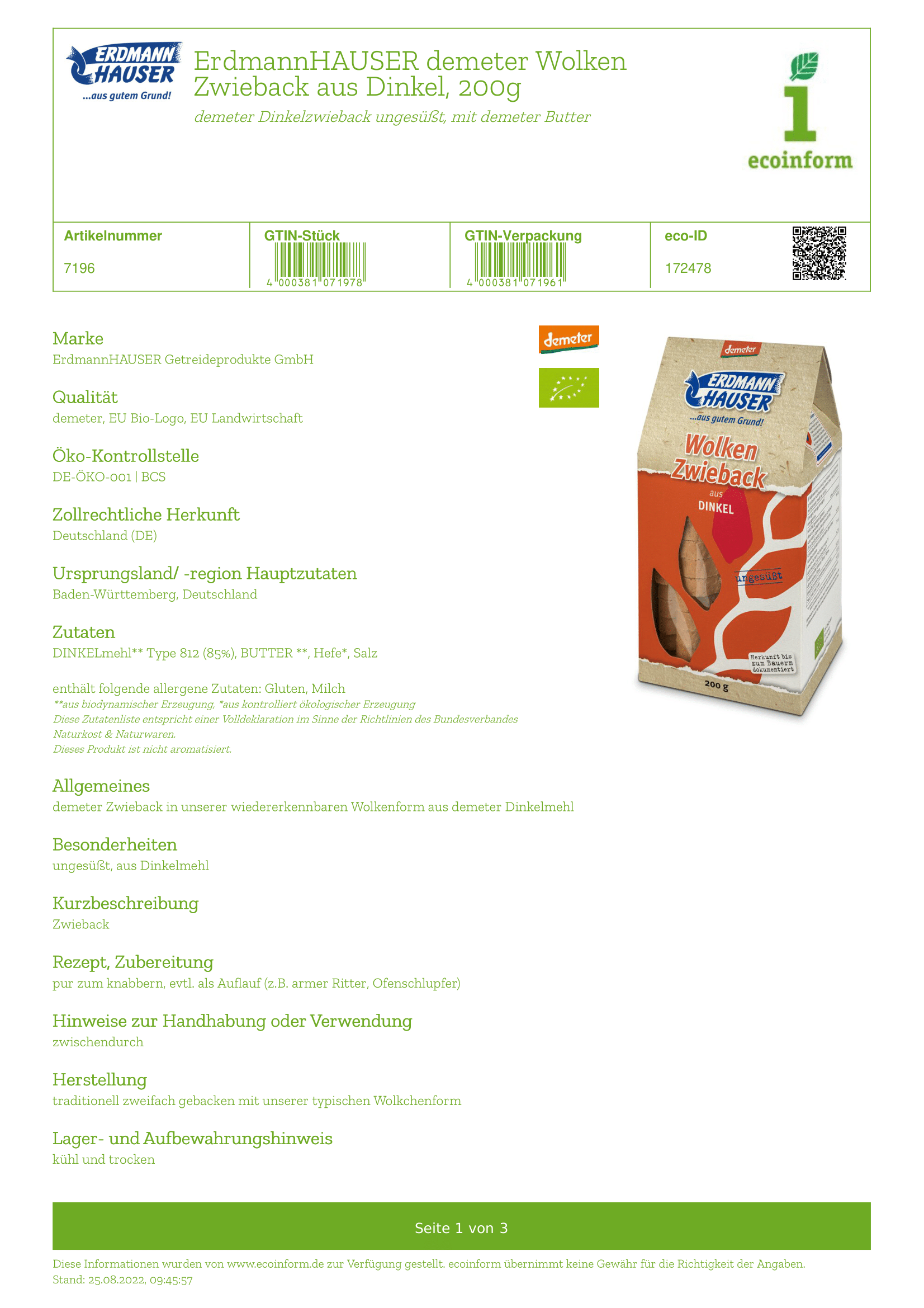 Dinkel Wolkenzwieback