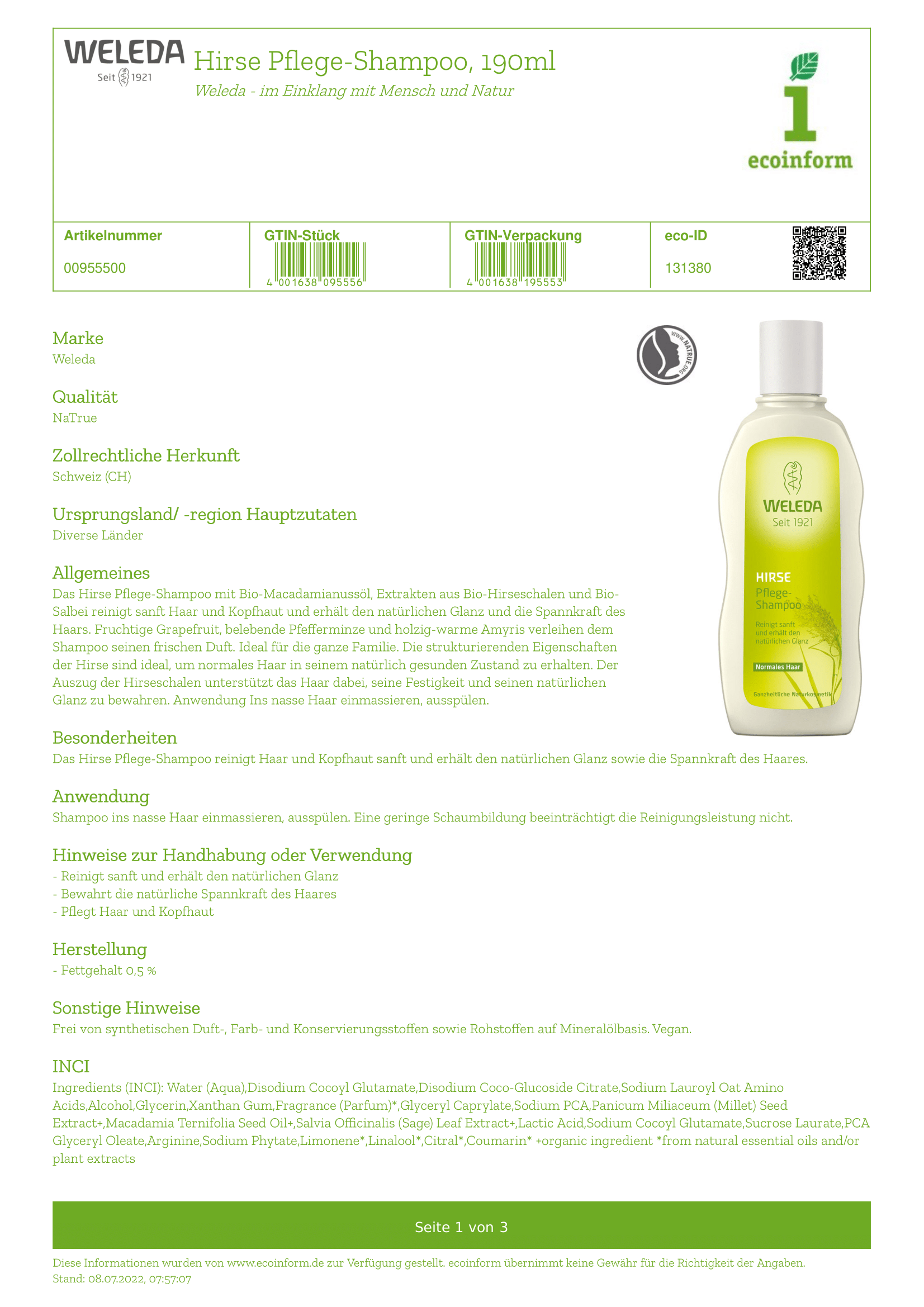 Goldhirse Pflege Shampoo