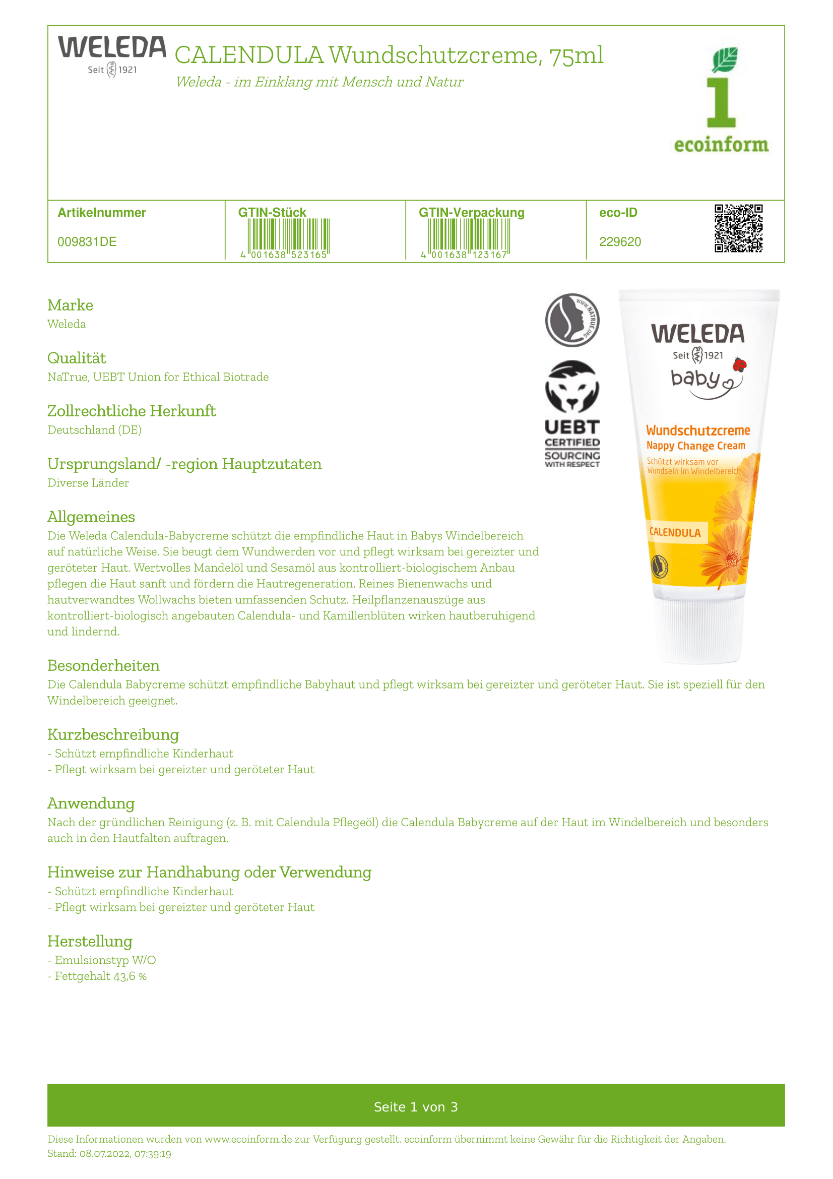 Calendula Wundschutzcreme