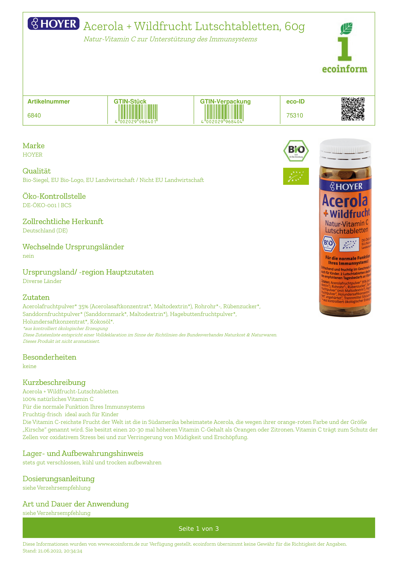 Acerola & Wildfrucht Lutschtabletten