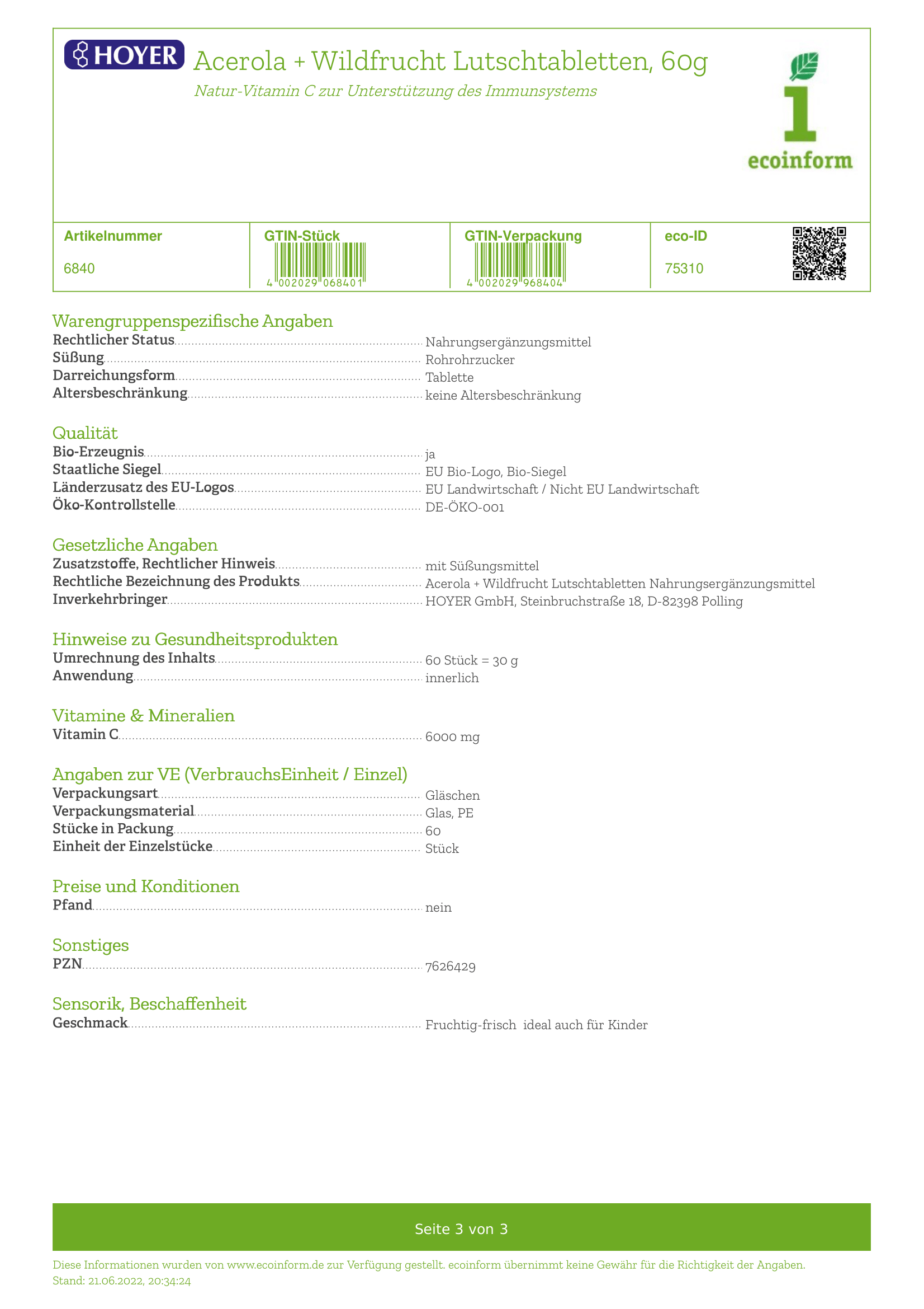 Acerola & Wildfrucht Lutschtabletten