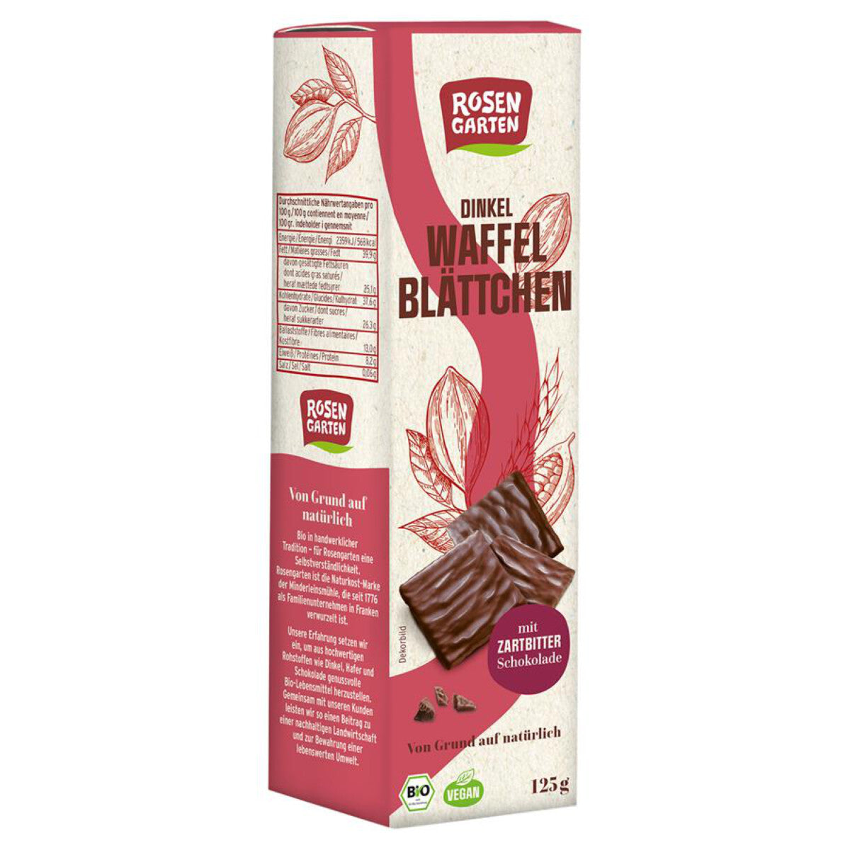 ROSENGARTEN Waffelblättchen Zartbitter - 125 g