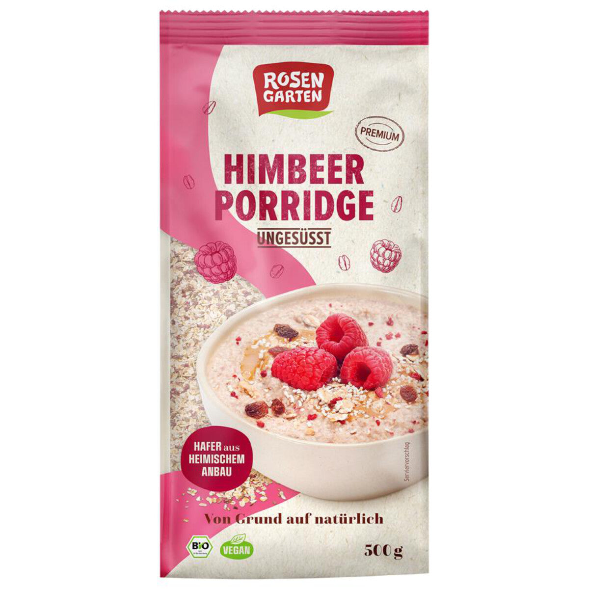 ROSENGARTEN Himbeer Porridge ungesüßt - 500 g