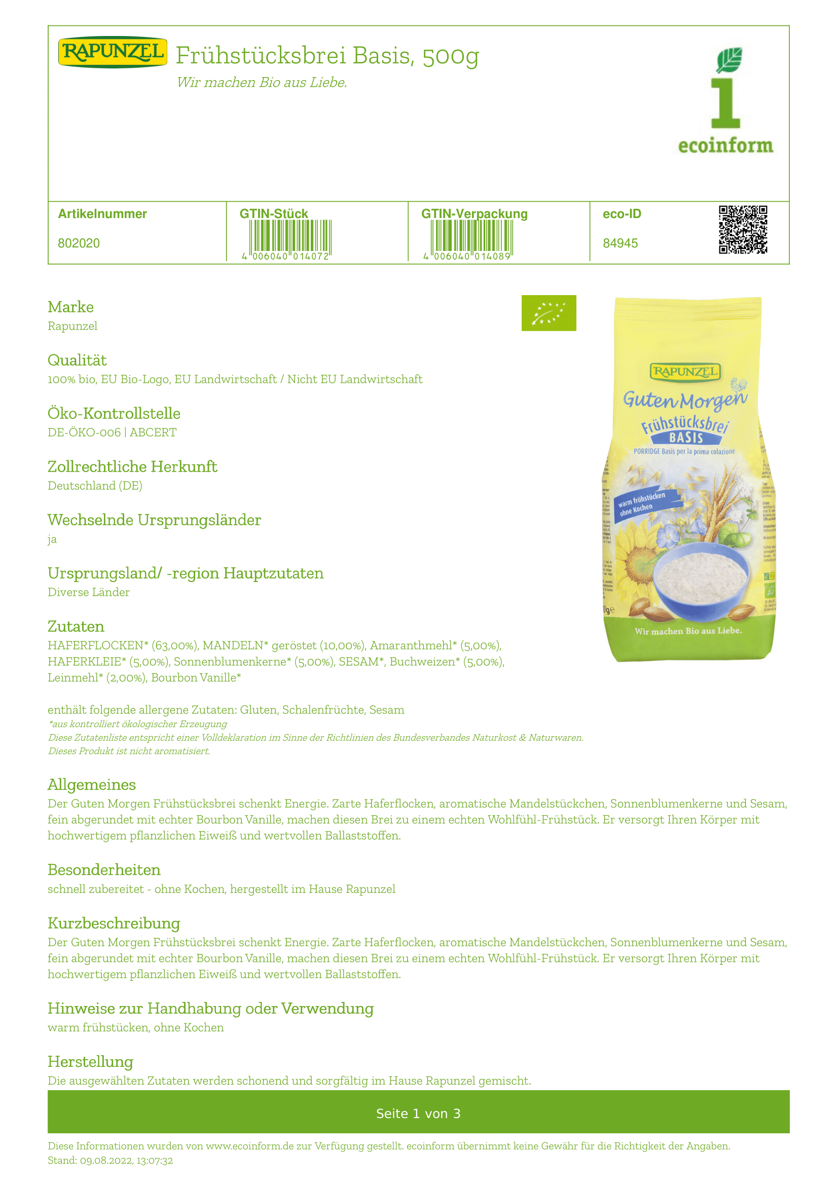 Frühstücksbrei Basis