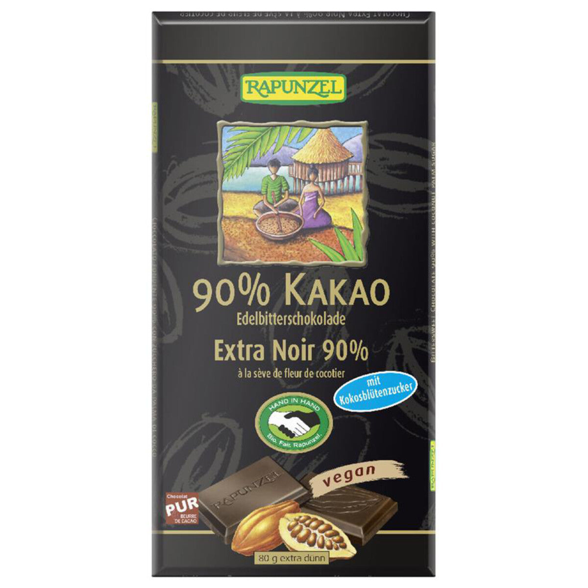 RAPUNZEL Bitterschokolade 90% Kakao - 80 g 