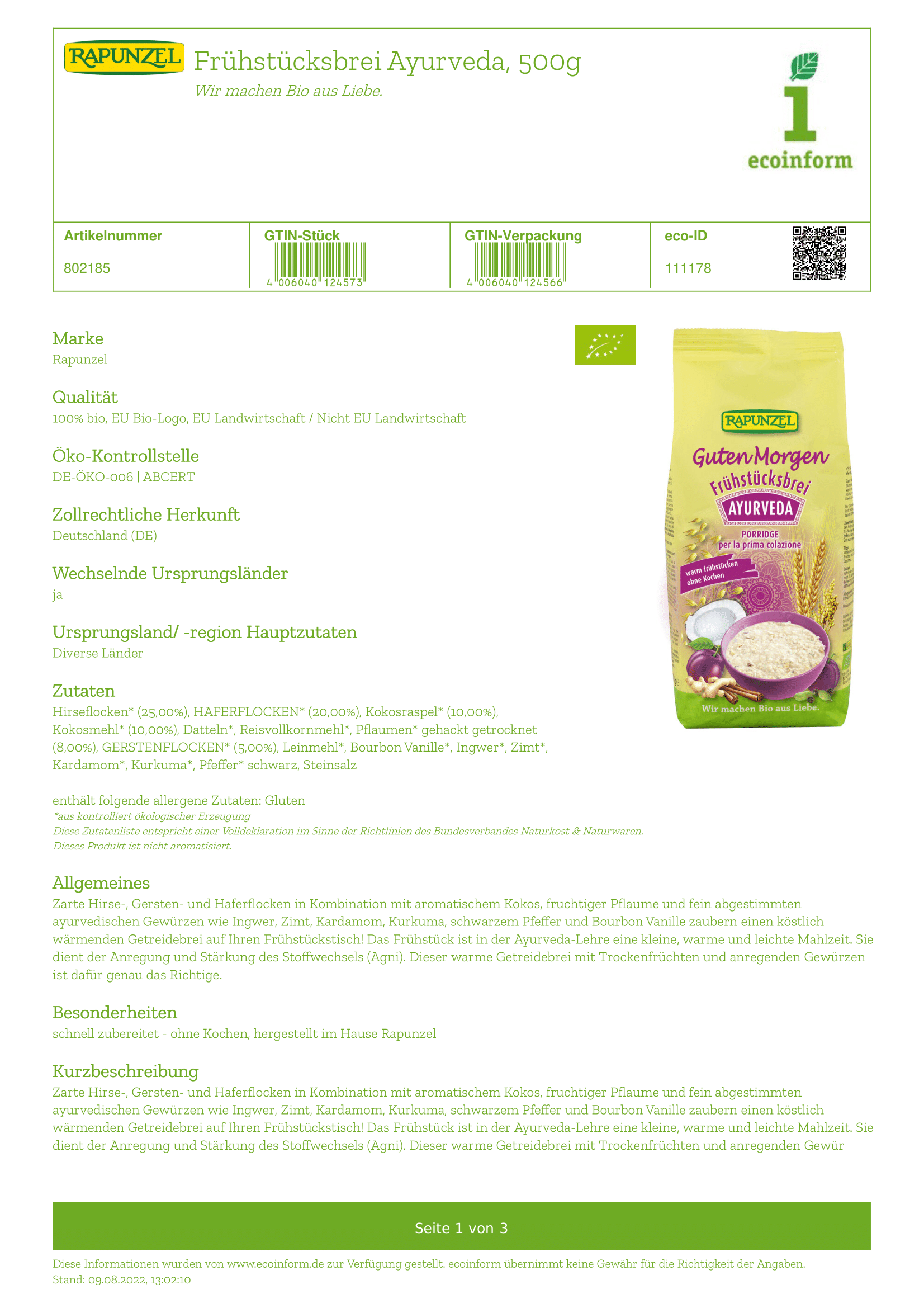 Frühstücksbrei Ayurveda