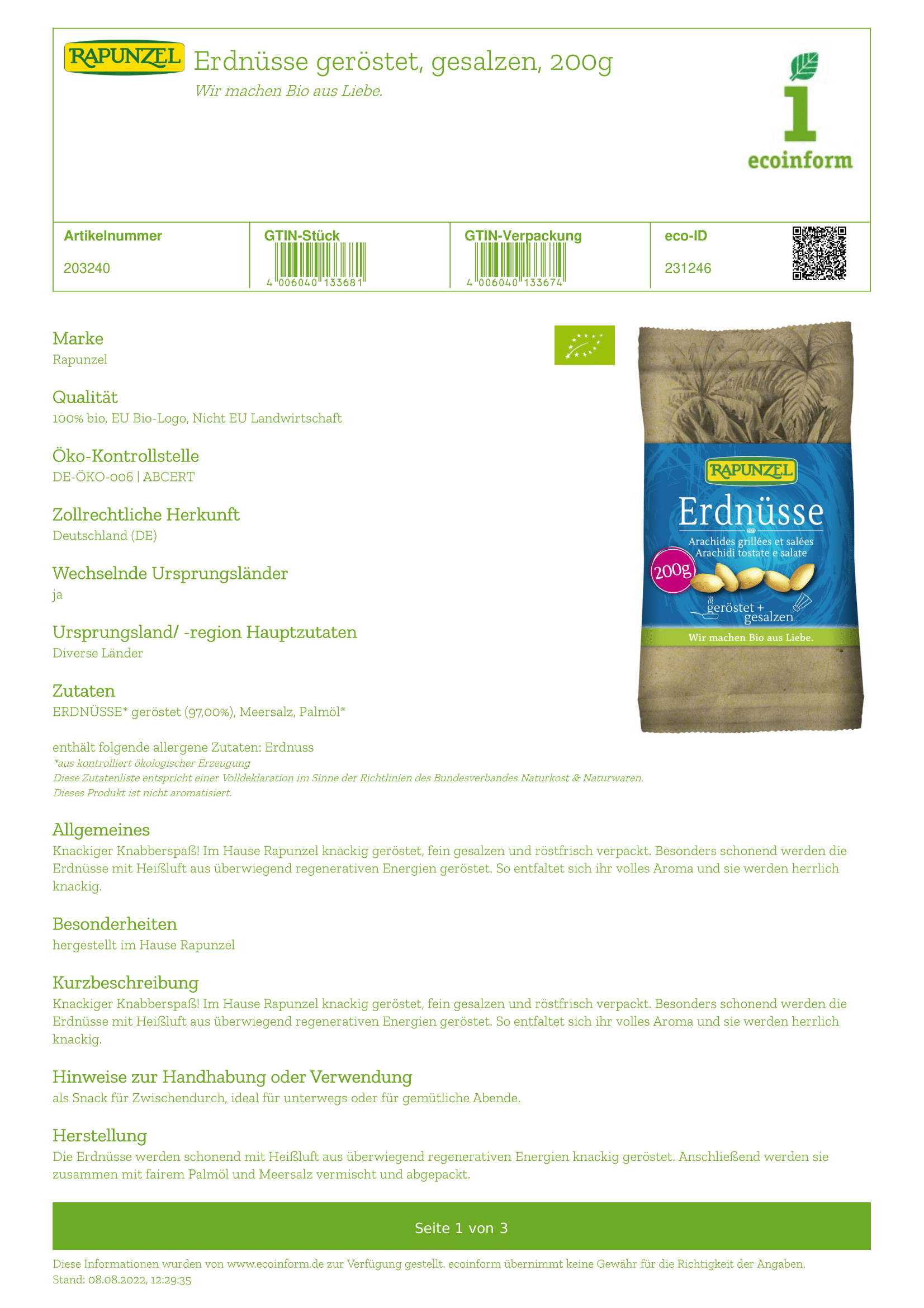 Erdnüsse geröstet gesalzen