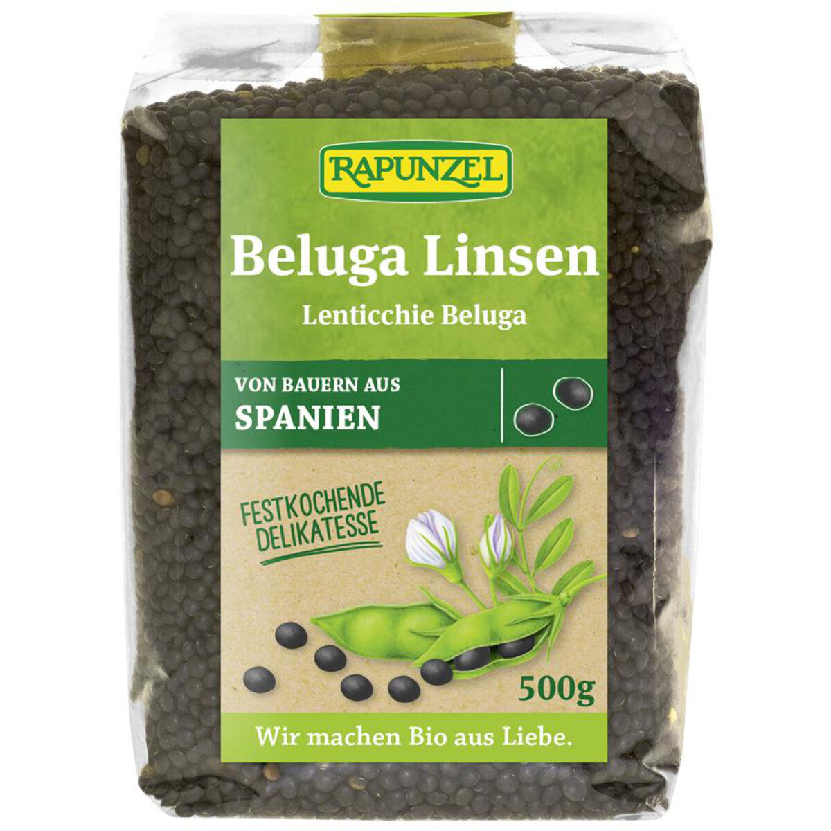 RAPUNZEL Beluga Linsen schwarz, klein – 500 g