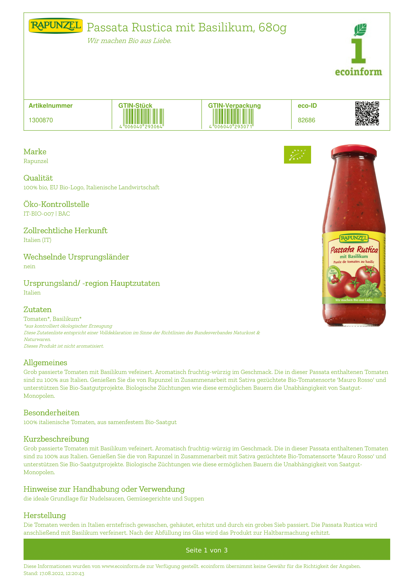 Passata Rustica Basilikum