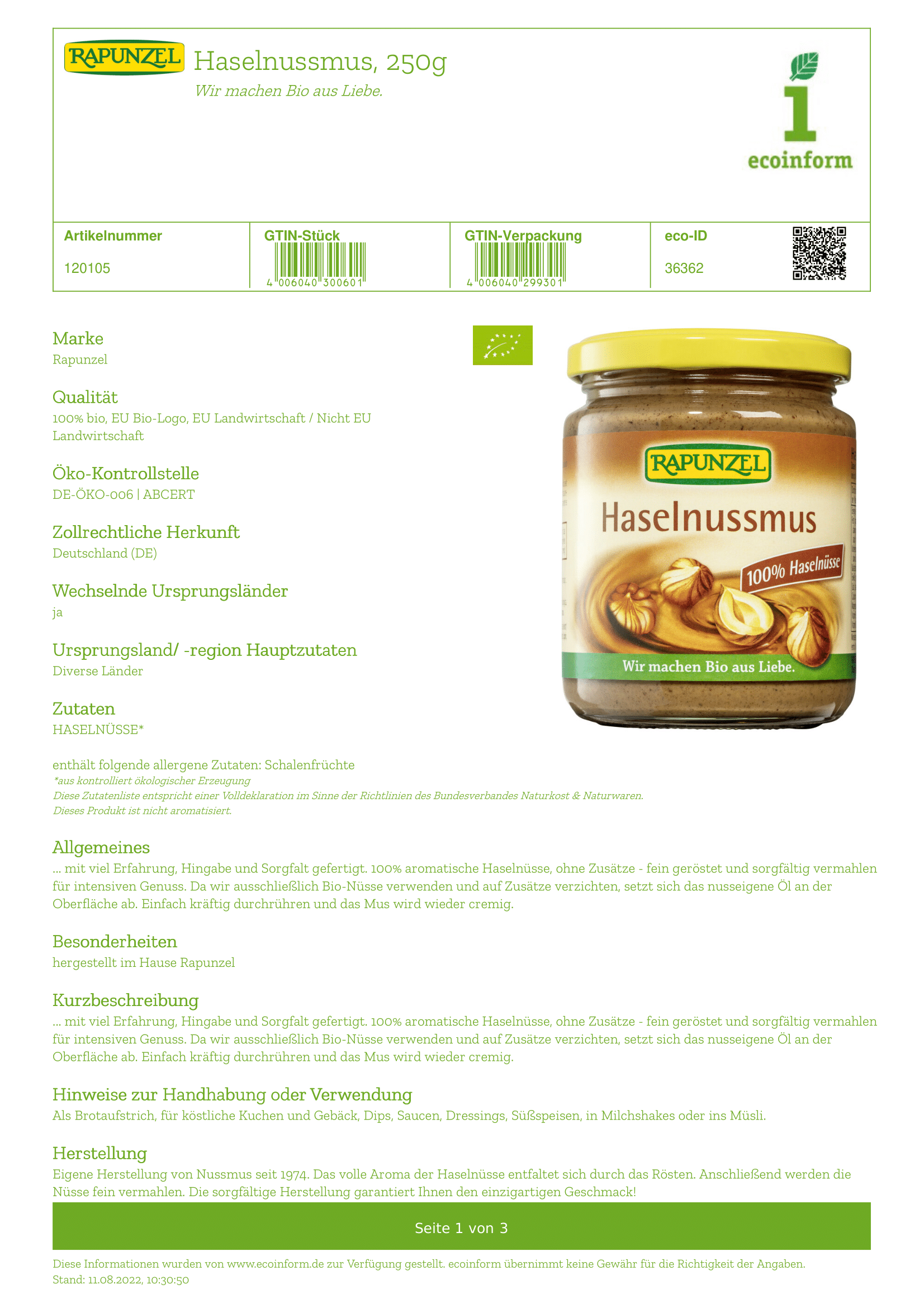 Haselnussmus