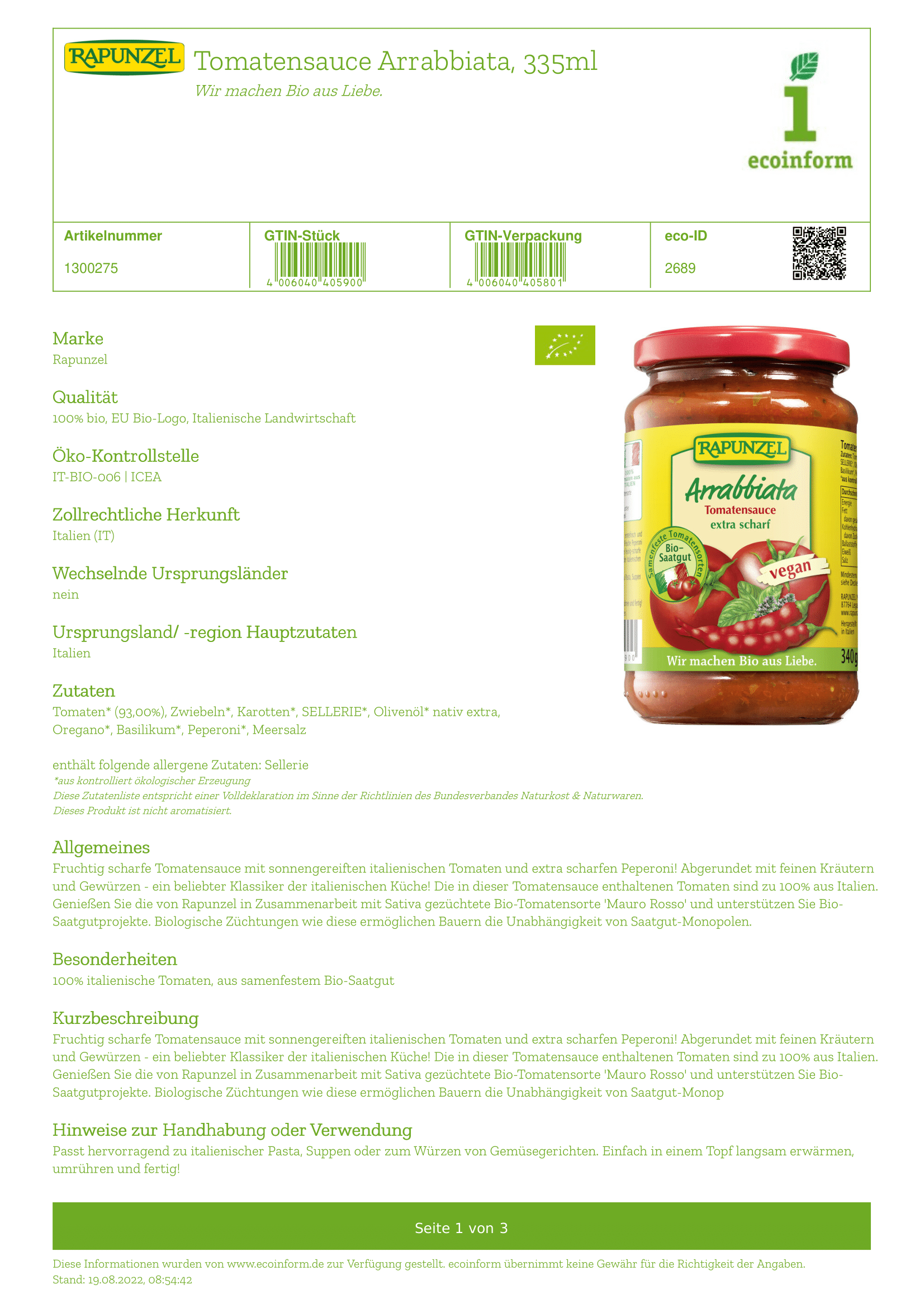 Tomatensauce Arrabbiata